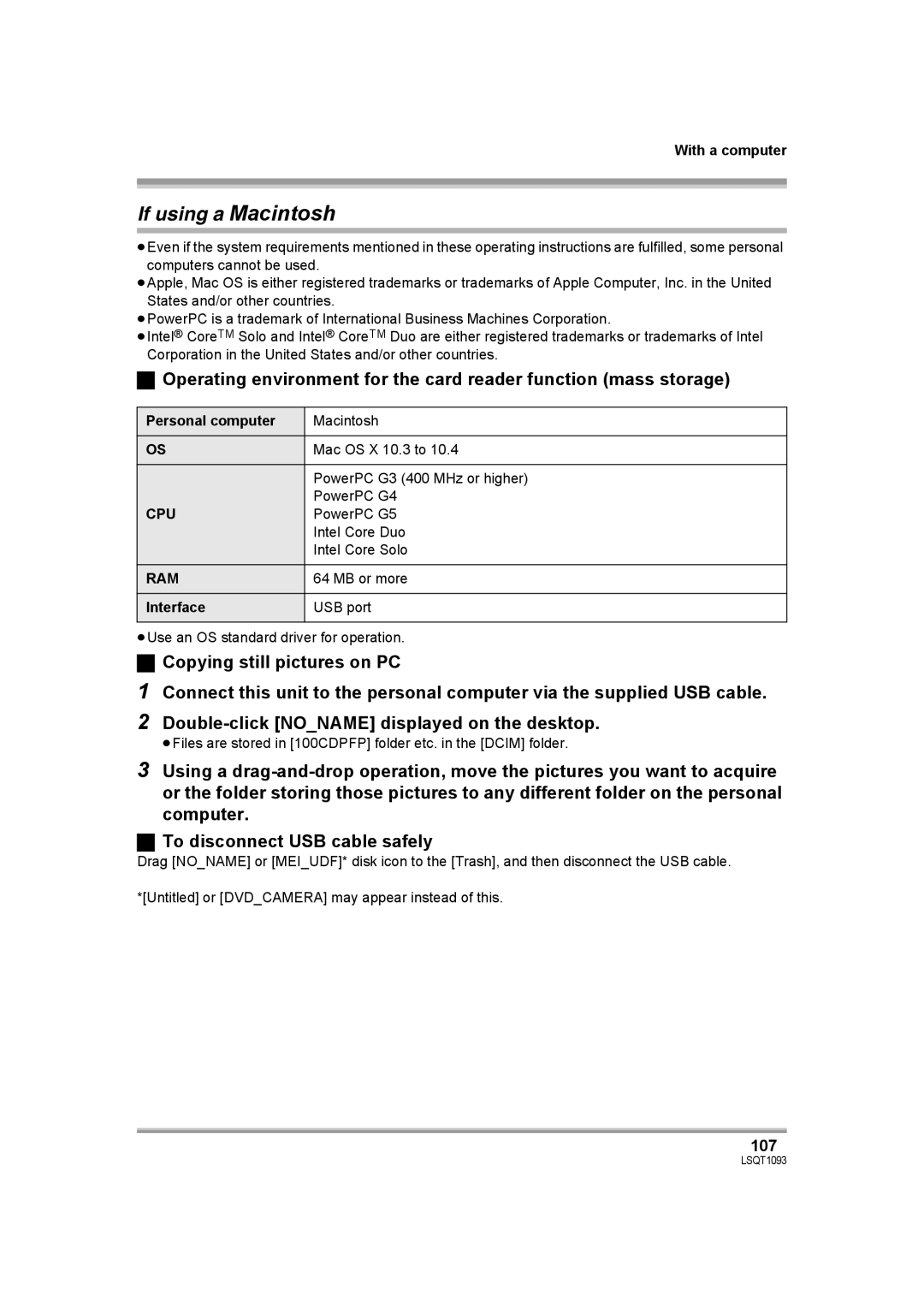 Panasonic HDC-DX1PC operating instructions 107 