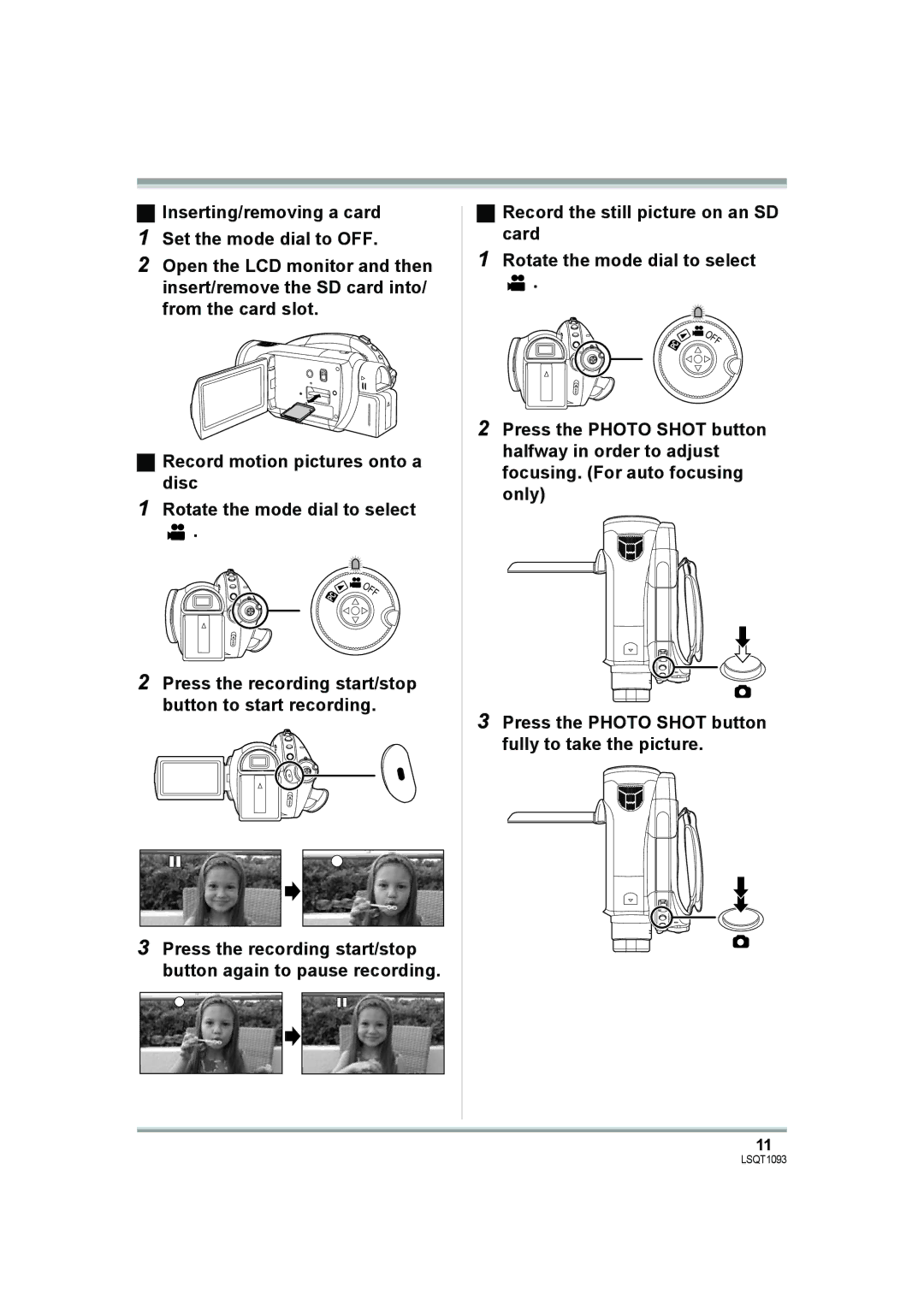 Panasonic HDC-DX1PC operating instructions LSQT1093 