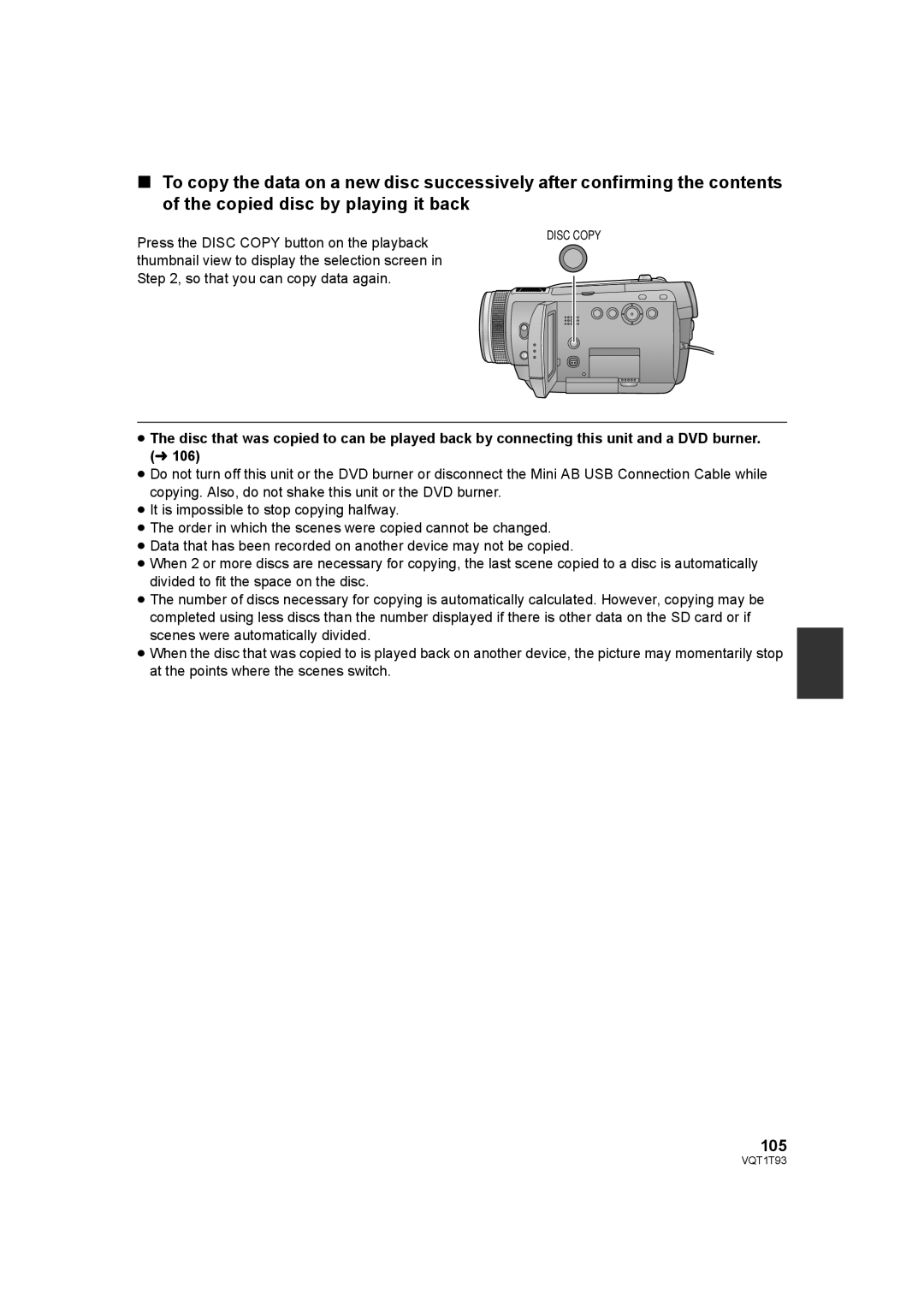 Panasonic HDC-HS100PC operating instructions 105 