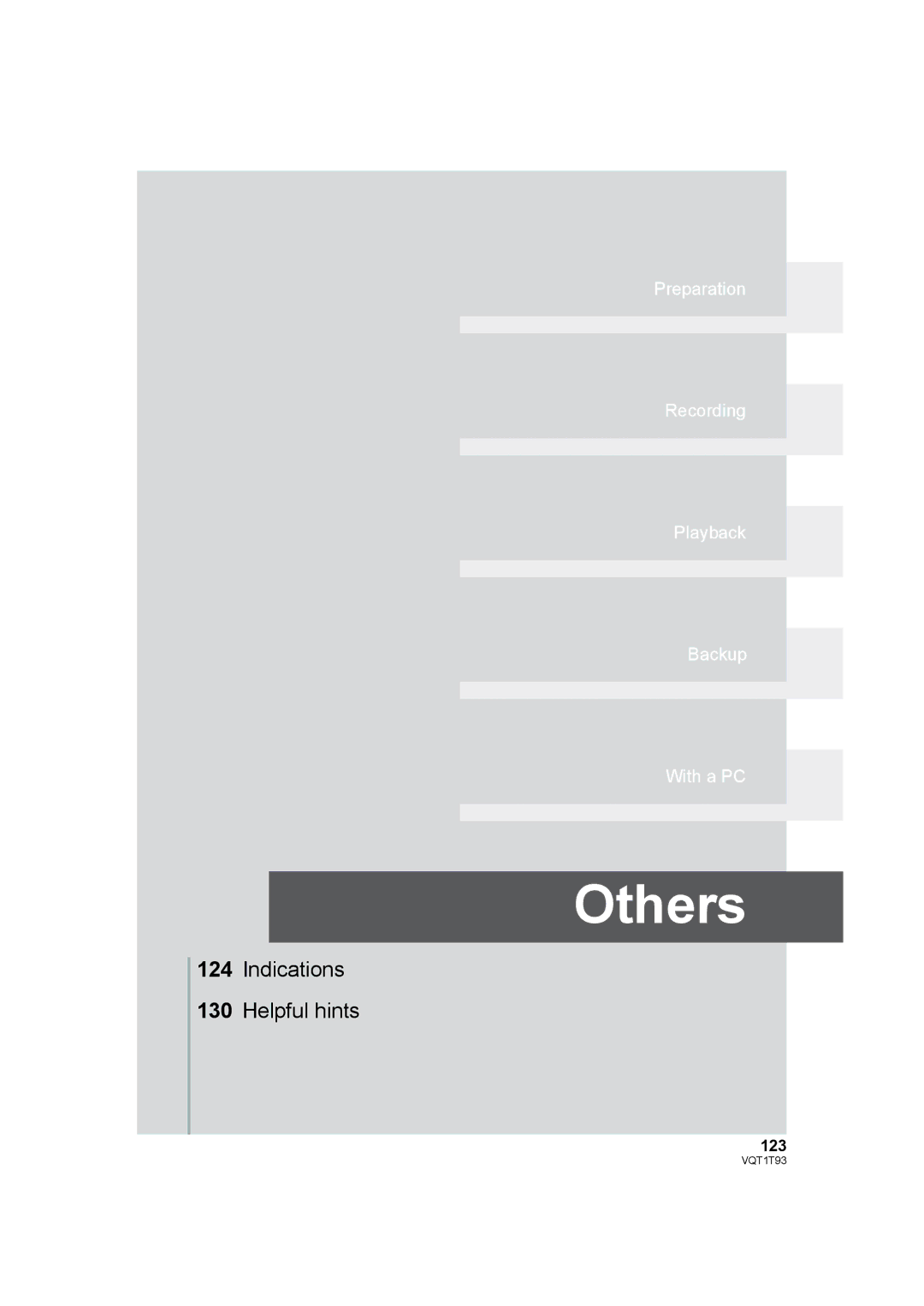 Panasonic HDC-HS100PC operating instructions Others, 123 