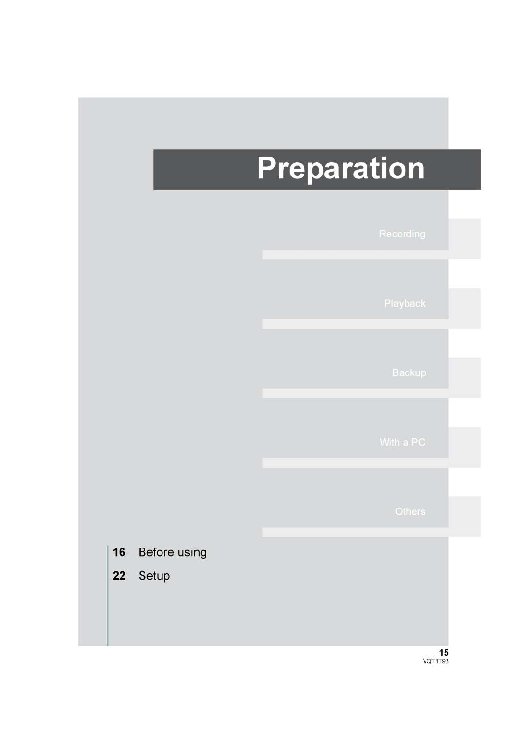 Panasonic HDC-HS100PC operating instructions Preparation 