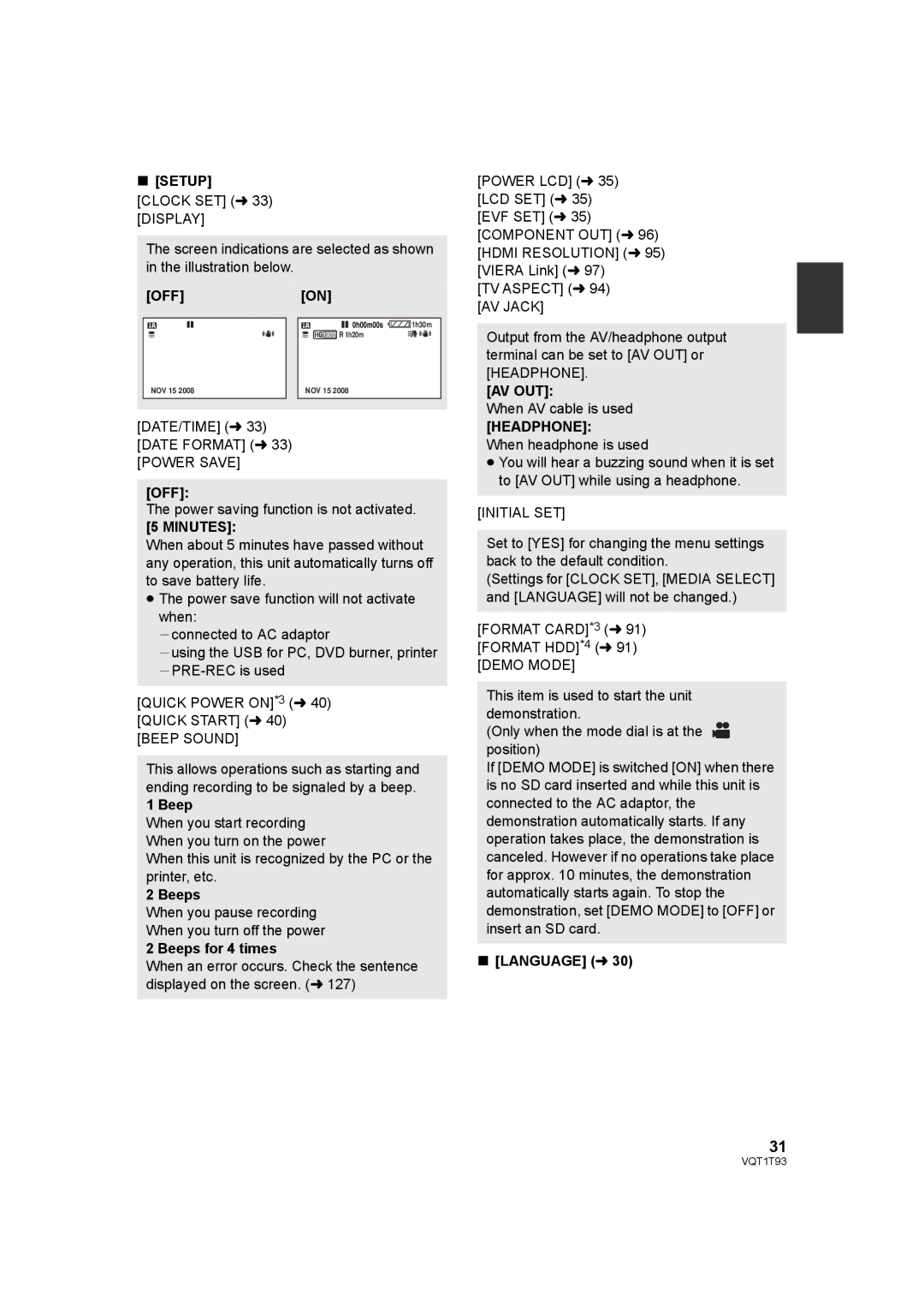 Panasonic HDC-HS100PC operating instructions Offon, Minutes, Av Out, Headphone 