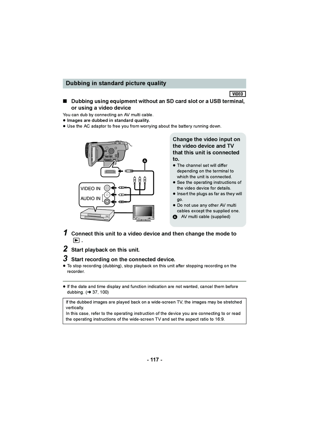 Panasonic HDC-HS900, HDC-TM900, HDC-SD900 operating instructions 117, ≥ Images are dubbed in standard quality 