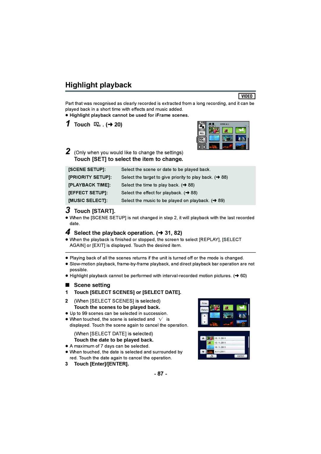 Panasonic HDC-HS900, HDC-TM900, HDC-SD900 operating instructions Highlight playback 