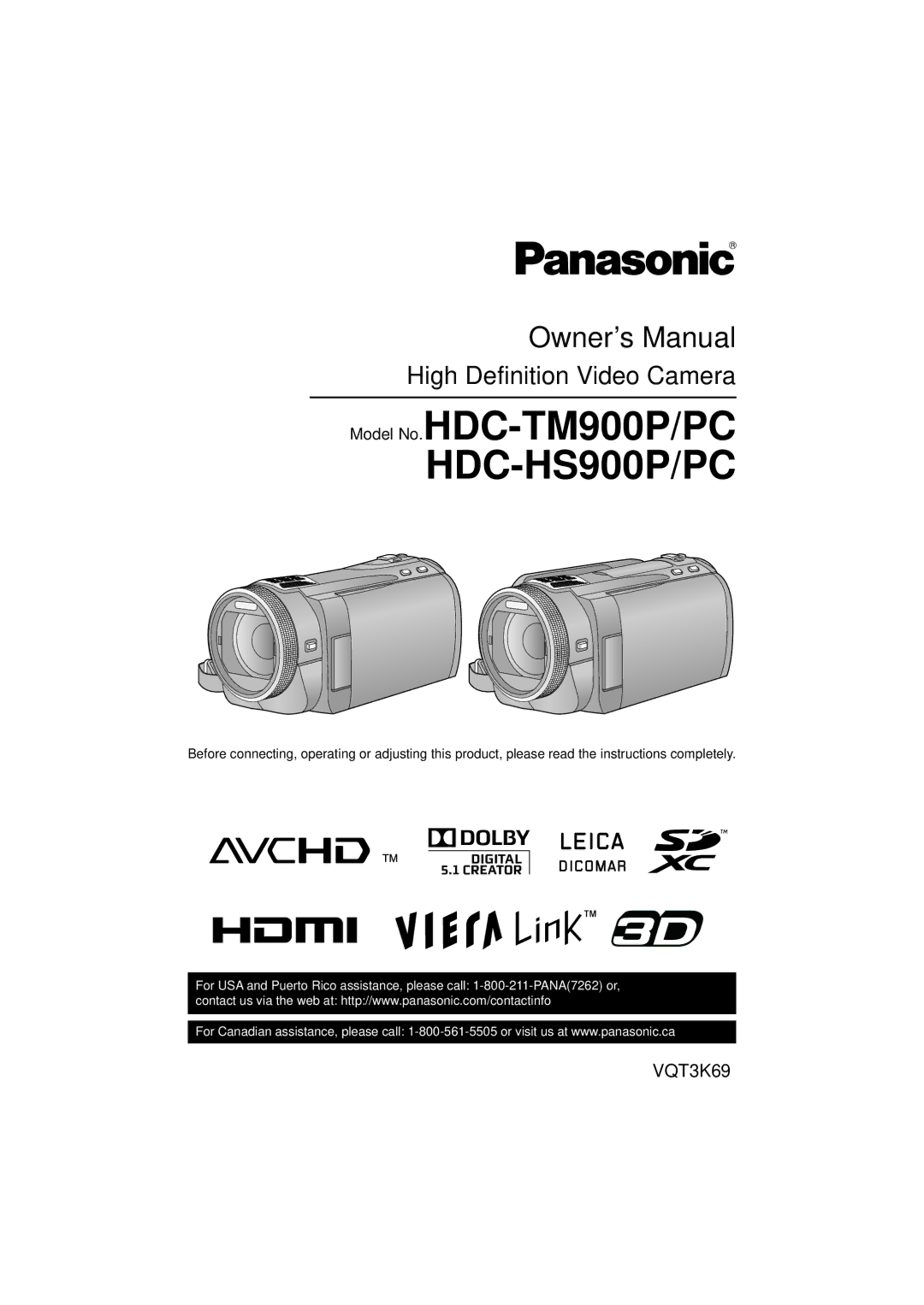 Panasonic HDC-TM900P/PC owner manual HDC-HS900P/PC 