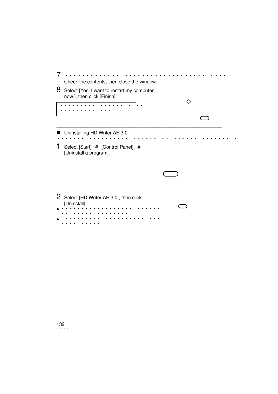 Panasonic HDC-HS900P/PC, HDC-TM900P/PC Uninstalling HD Writer AE, 132, PC must be rebooted for the application to work 