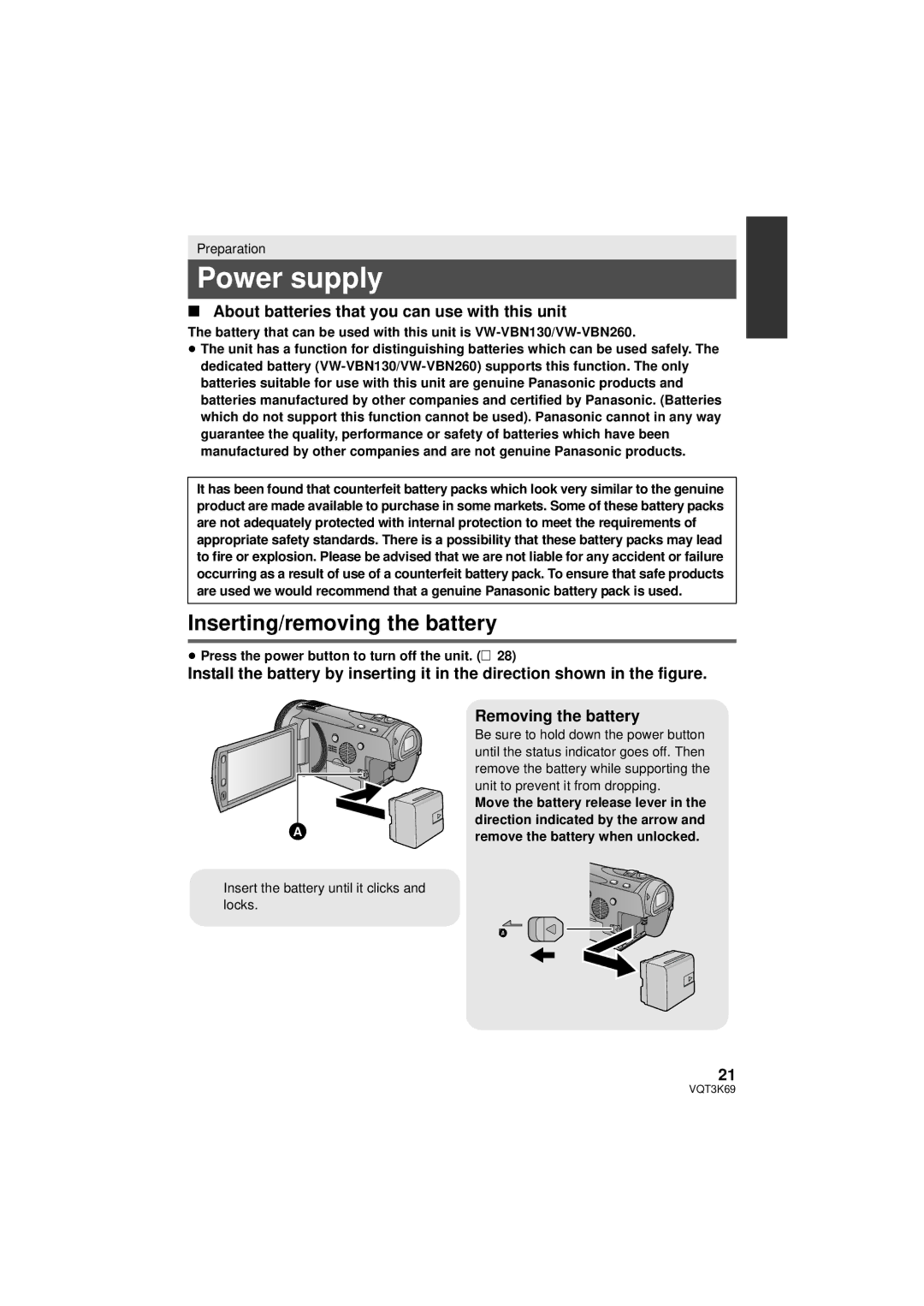 Panasonic HDC-TM900P/PC Power supply, Inserting/removing the battery, About batteries that you can use with this unit 