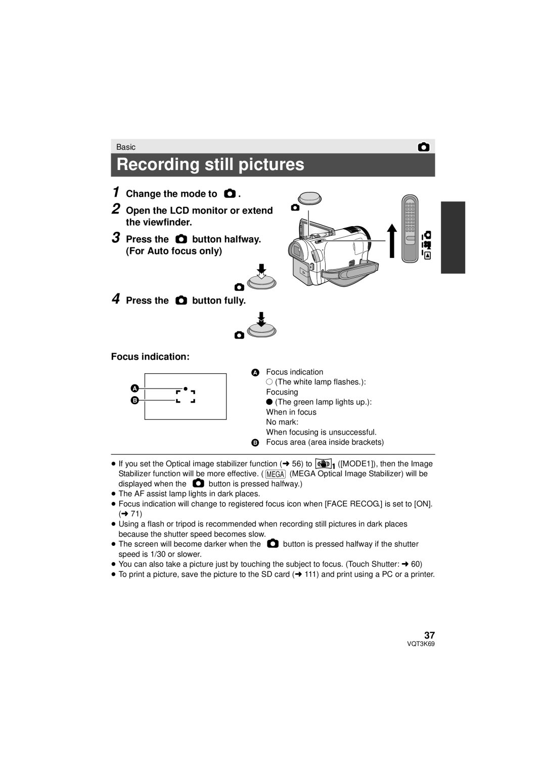 Panasonic HDC-TM900P/PC, HDC-HS900P/PC owner manual Recording still pictures 