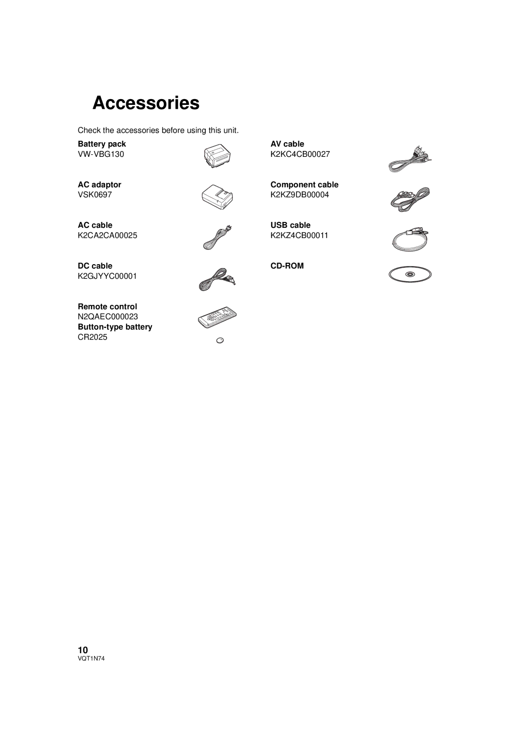 Panasonic HDC-HS9PC operating instructions Accessories, Cd-Rom 