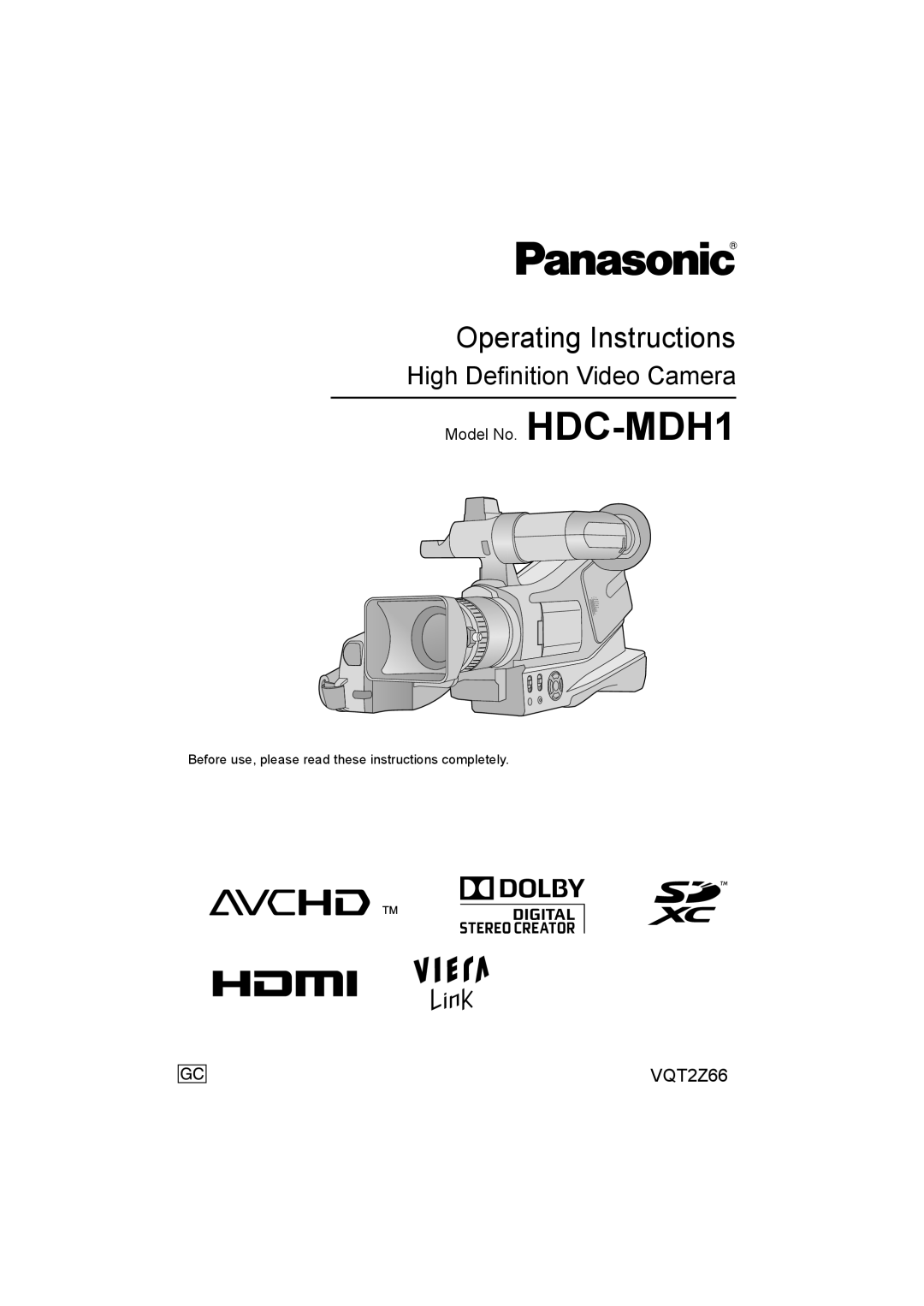 Panasonic HDC-MDH1 operating instructions Operating Instructions 