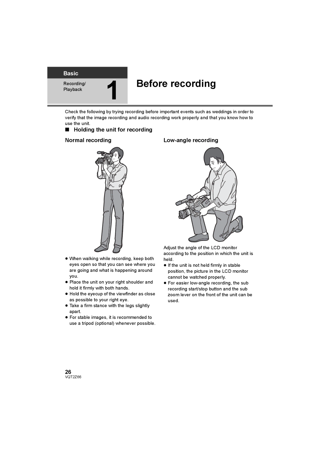 Panasonic HDC-MDH1 operating instructions Before recording 