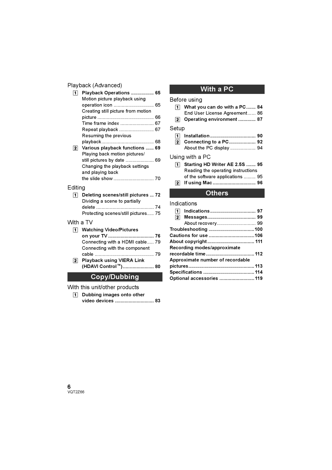 Panasonic HDC-MDH1 operating instructions Copy/Dubbing, With a PC, Others 