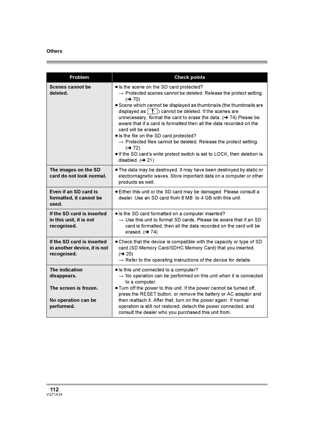 Panasonic HDC-SD1 operating instructions 112 