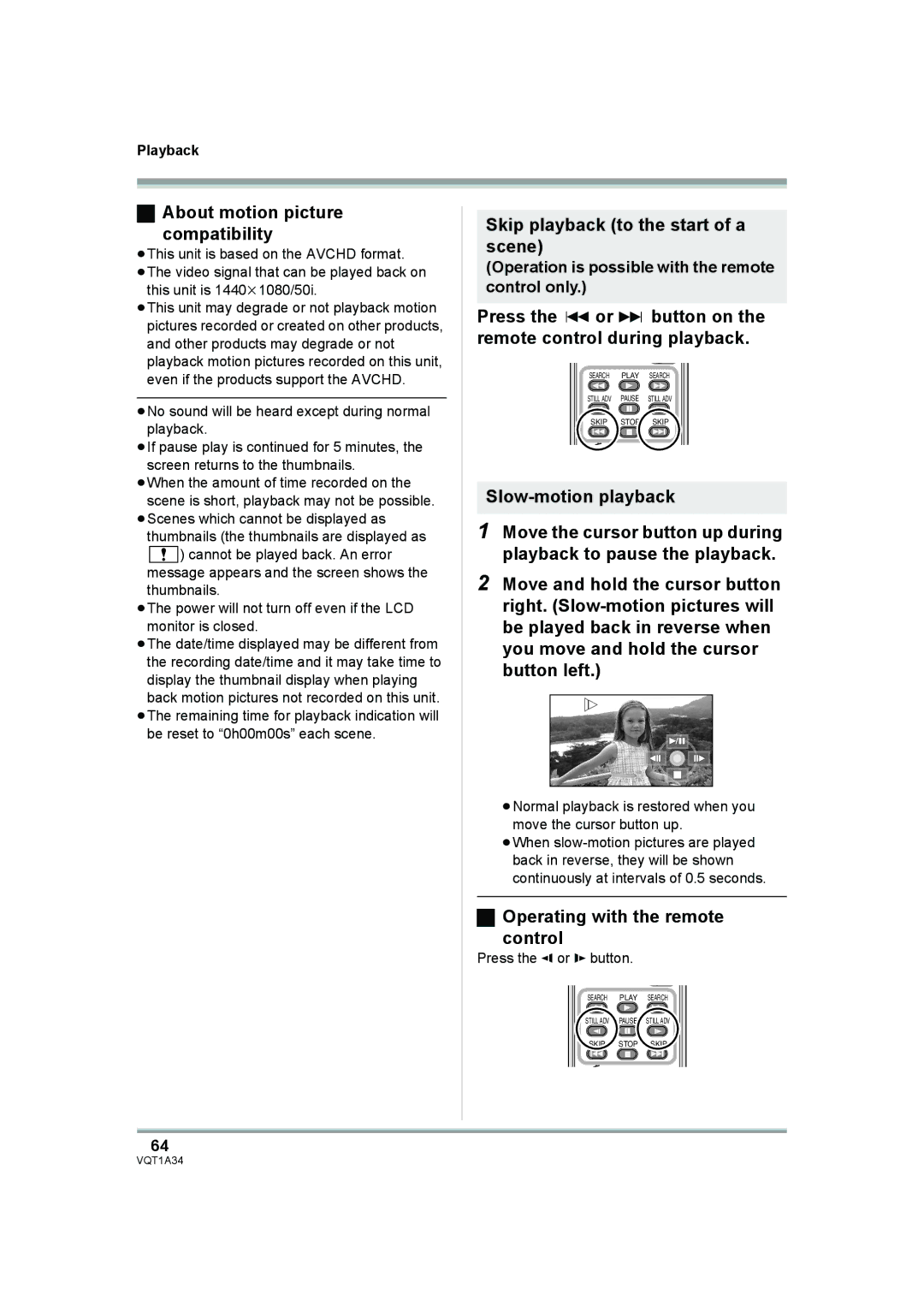 Panasonic HDC-SD1 operating instructions About motion picture Compatibility, Skip playback to the start of a scene 