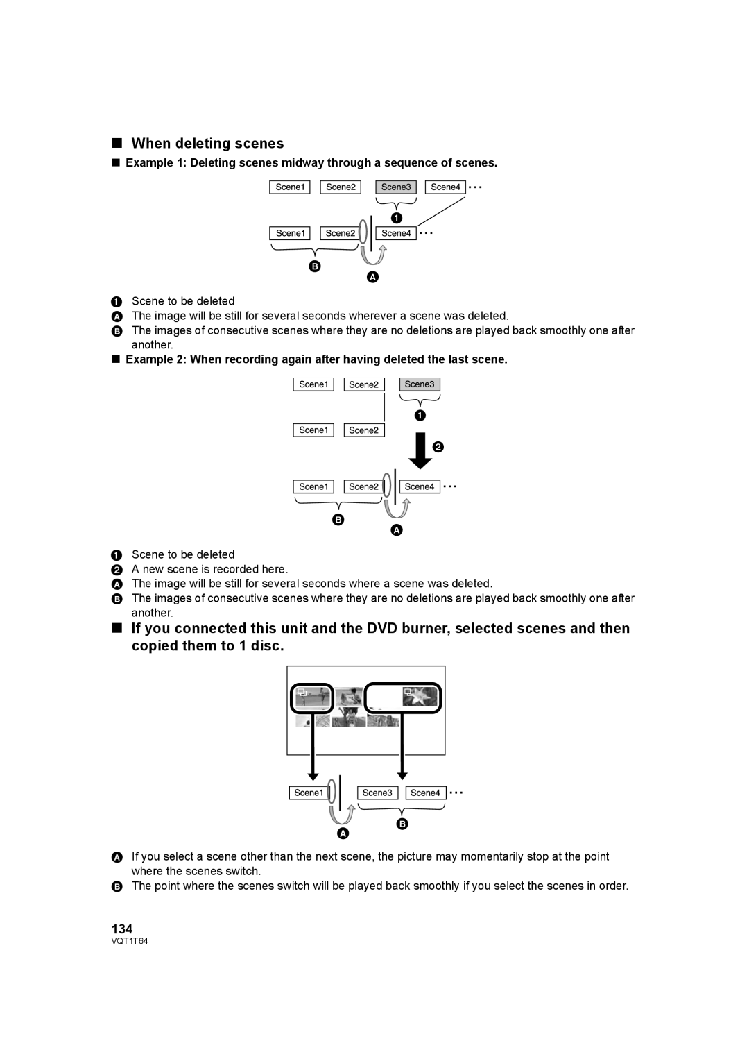 Panasonic HDC-SD100PC operating instructions When deleting scenes, 134 