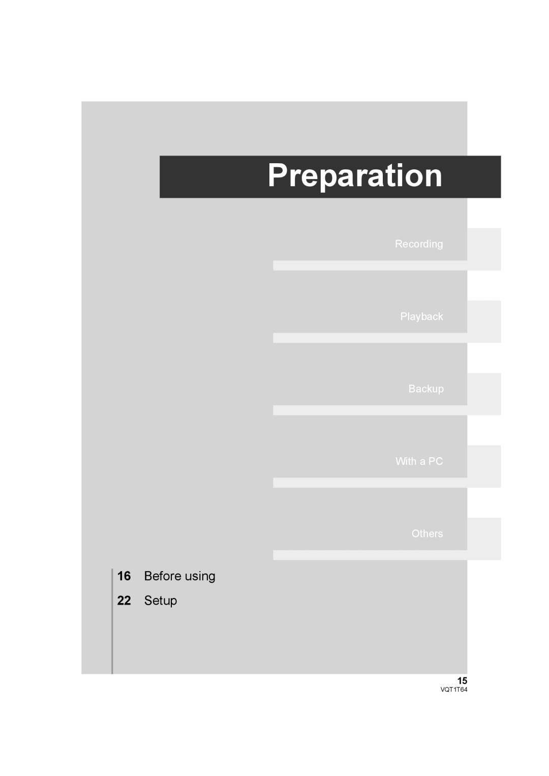 Panasonic HDC-SD100PC operating instructions Preparation 