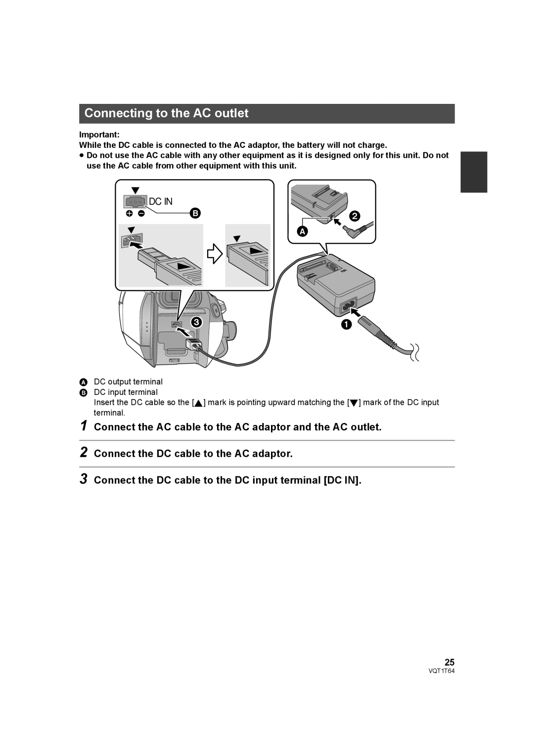 Panasonic HDC-SD100PC operating instructions Connecting to the AC outlet,   