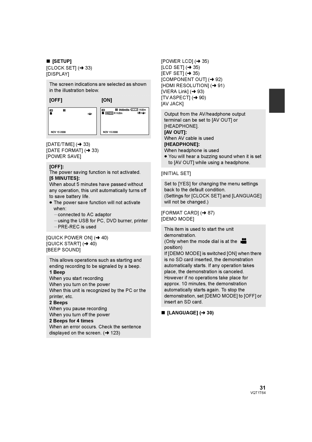 Panasonic HDC-SD100PC operating instructions Offon, Minutes, Av Out, Headphone 