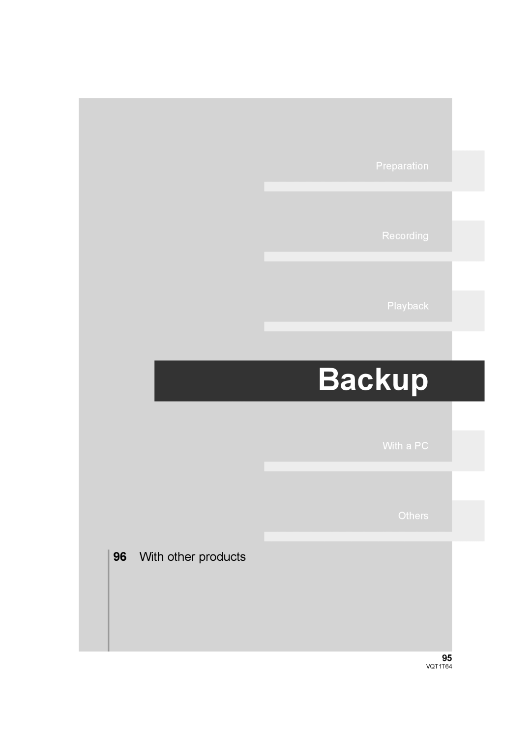 Panasonic HDC-SD100PC operating instructions Backup 