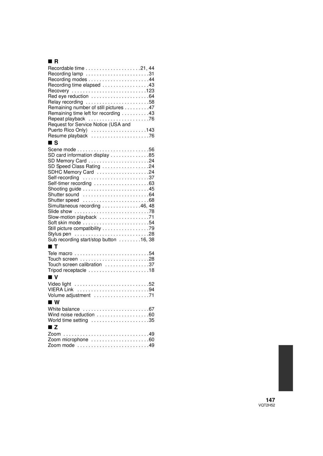 Panasonic VQT2H52, HDC-SD10PP, HDC-TM15P, HDC-TM10PP operating instructions 147 