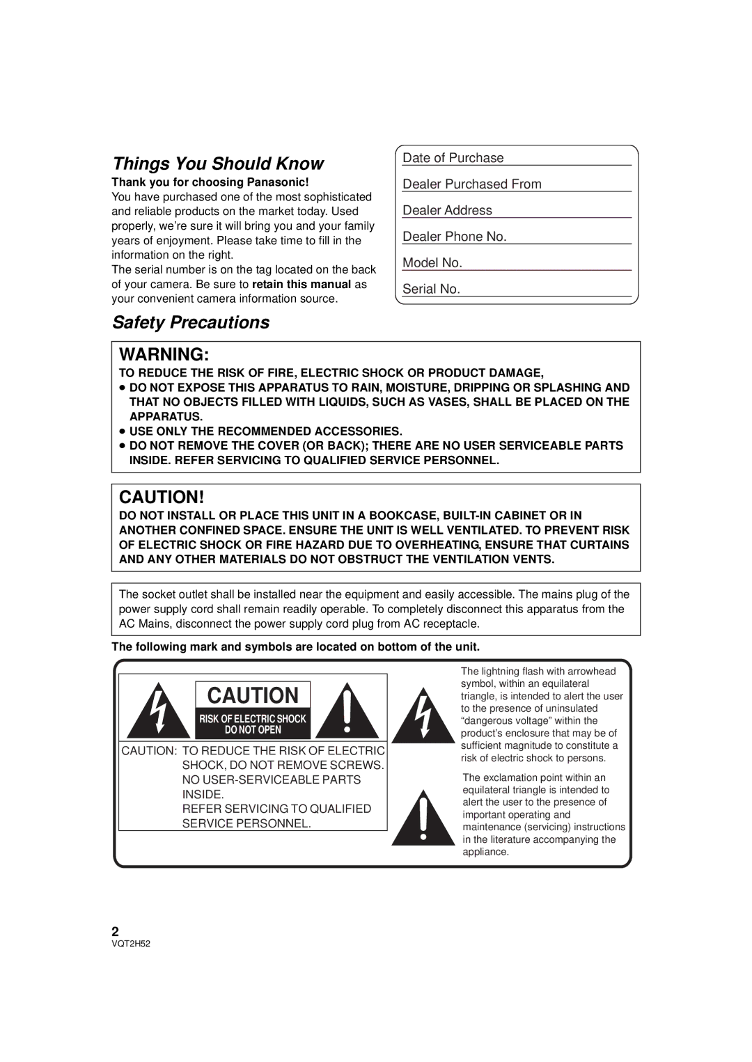 Panasonic HDC-TM10PP Thank you for choosing Panasonic, Following mark and symbols are located on bottom of the unit 