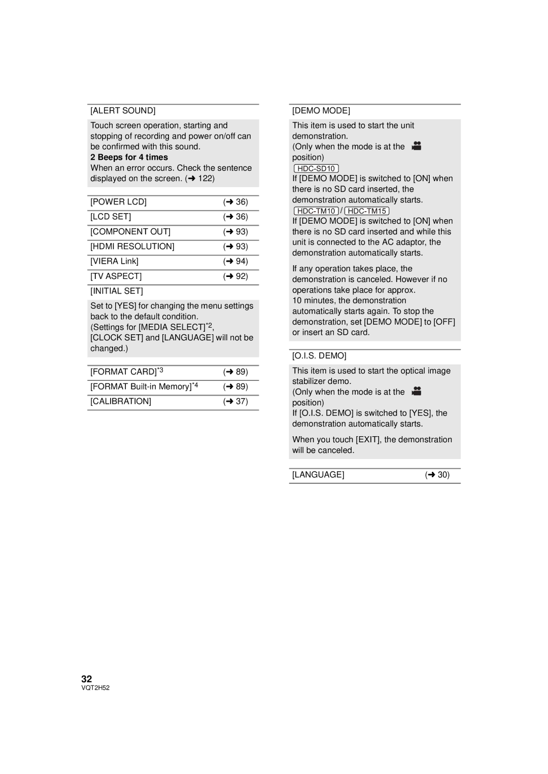 Panasonic HDC-SD10PP, HDC-TM15P, HDC-TM10PP, VQT2H52 operating instructions Alert Sound, Beeps for 4 times 