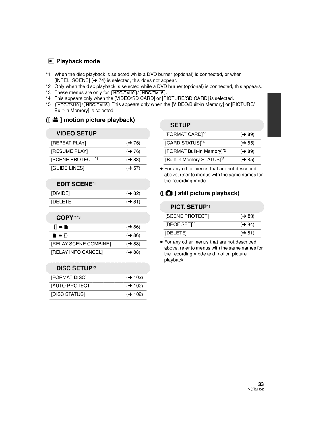 Panasonic HDC-TM15P, HDC-SD10PP, HDC-TM10PP, VQT2H52 operating instructions Playback mode, COPY*1*3 