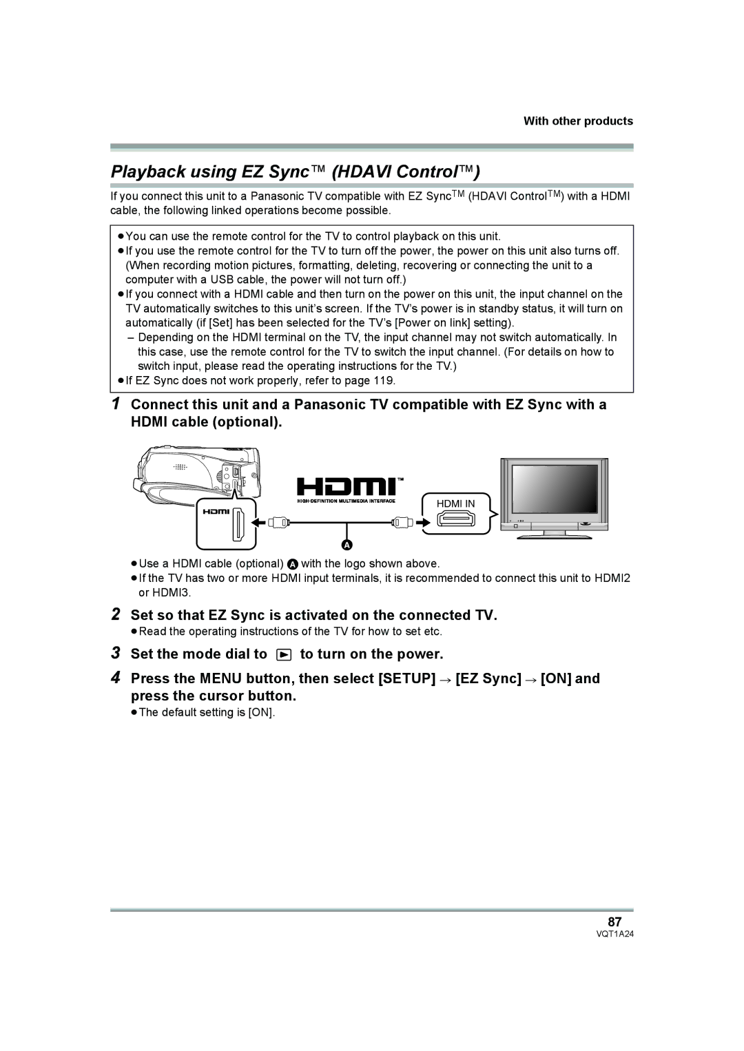 Panasonic HDC-SD1PP operating instructions 