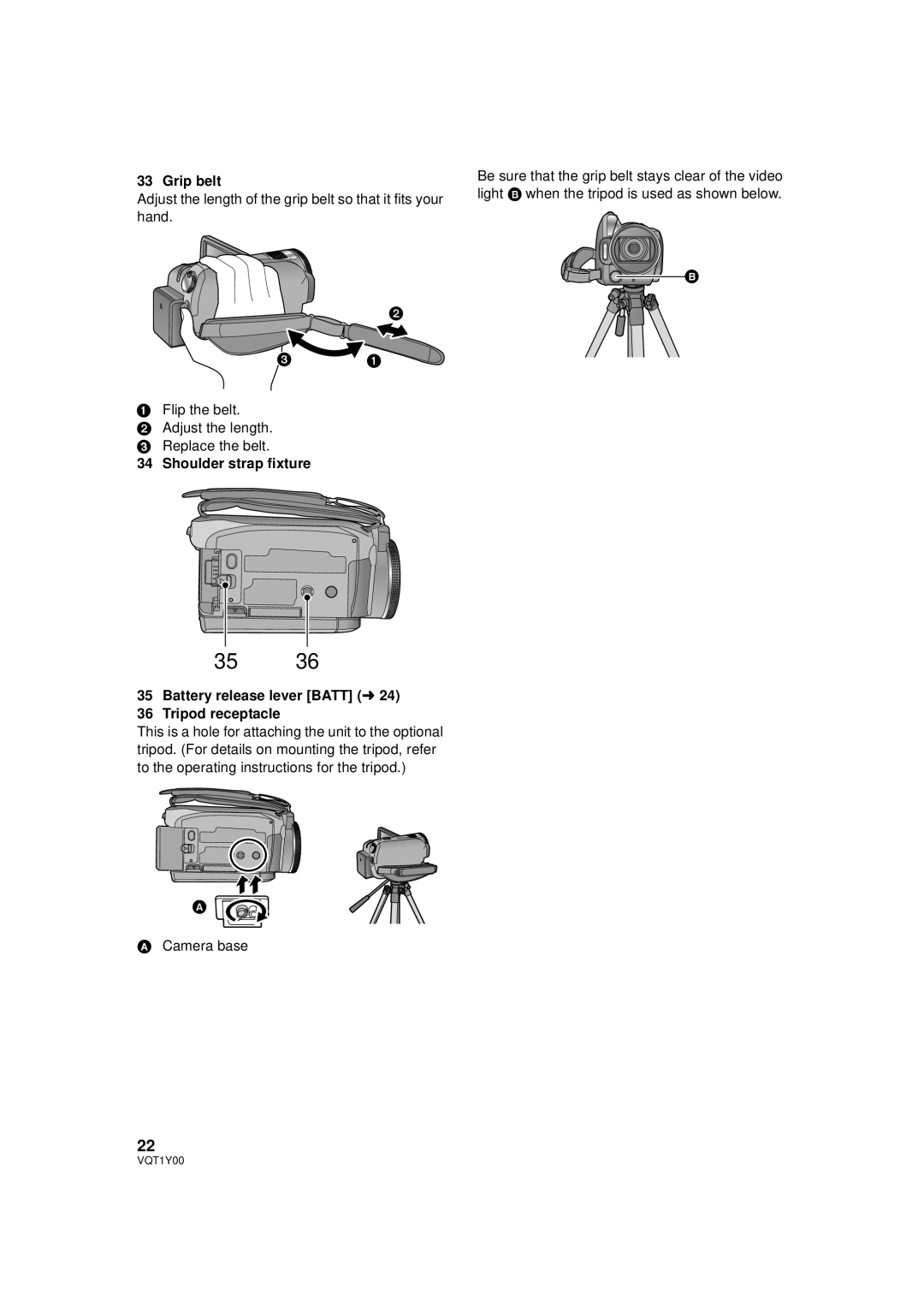 Panasonic HDC-HS20PC, HDC-SD20PC, HDC-TM20PC operating instructions Grip belt 