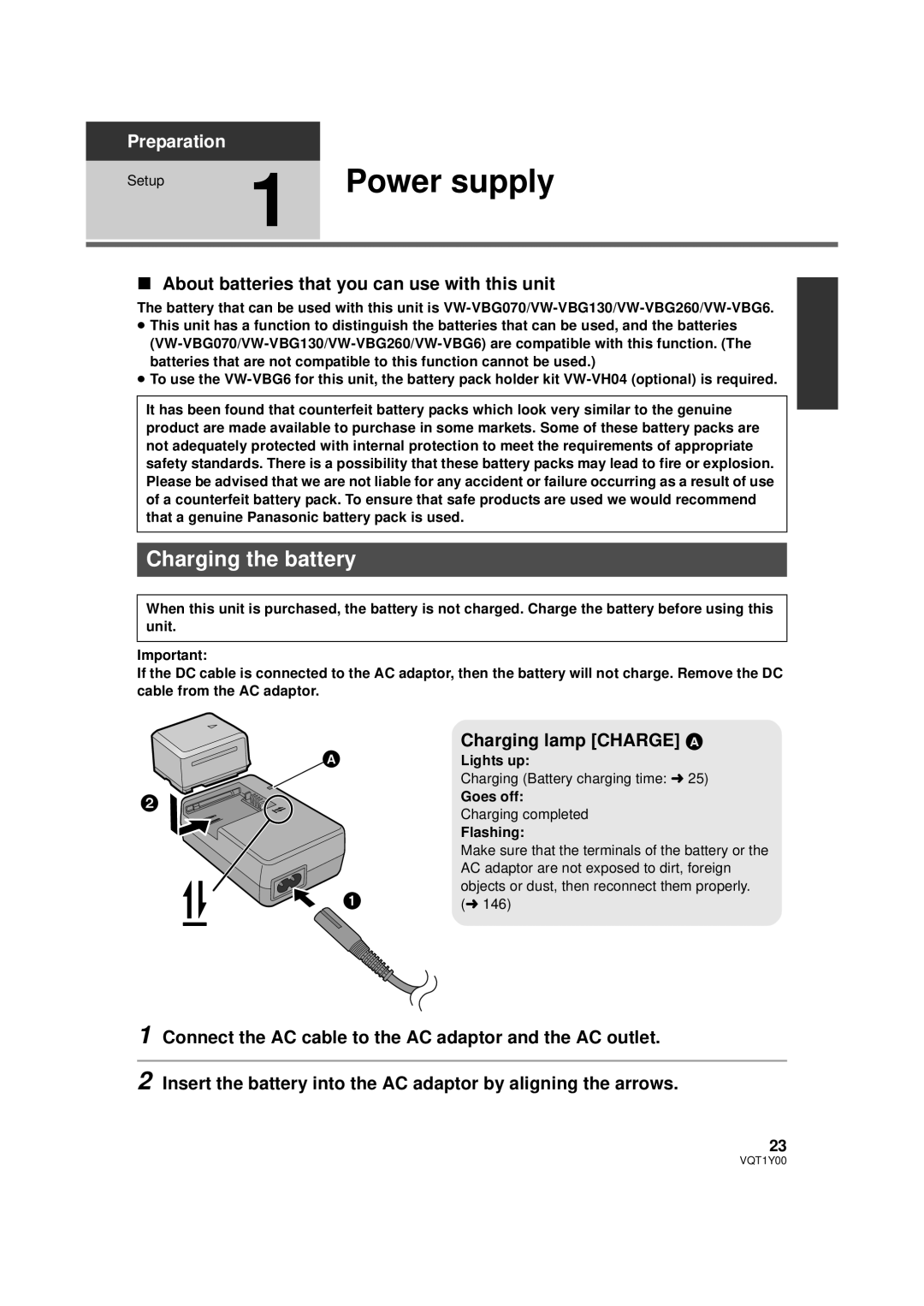 Panasonic HDC-HS20P, HDC-SD20P Power supply, Charging the battery, About batteries that you can use with this unit 