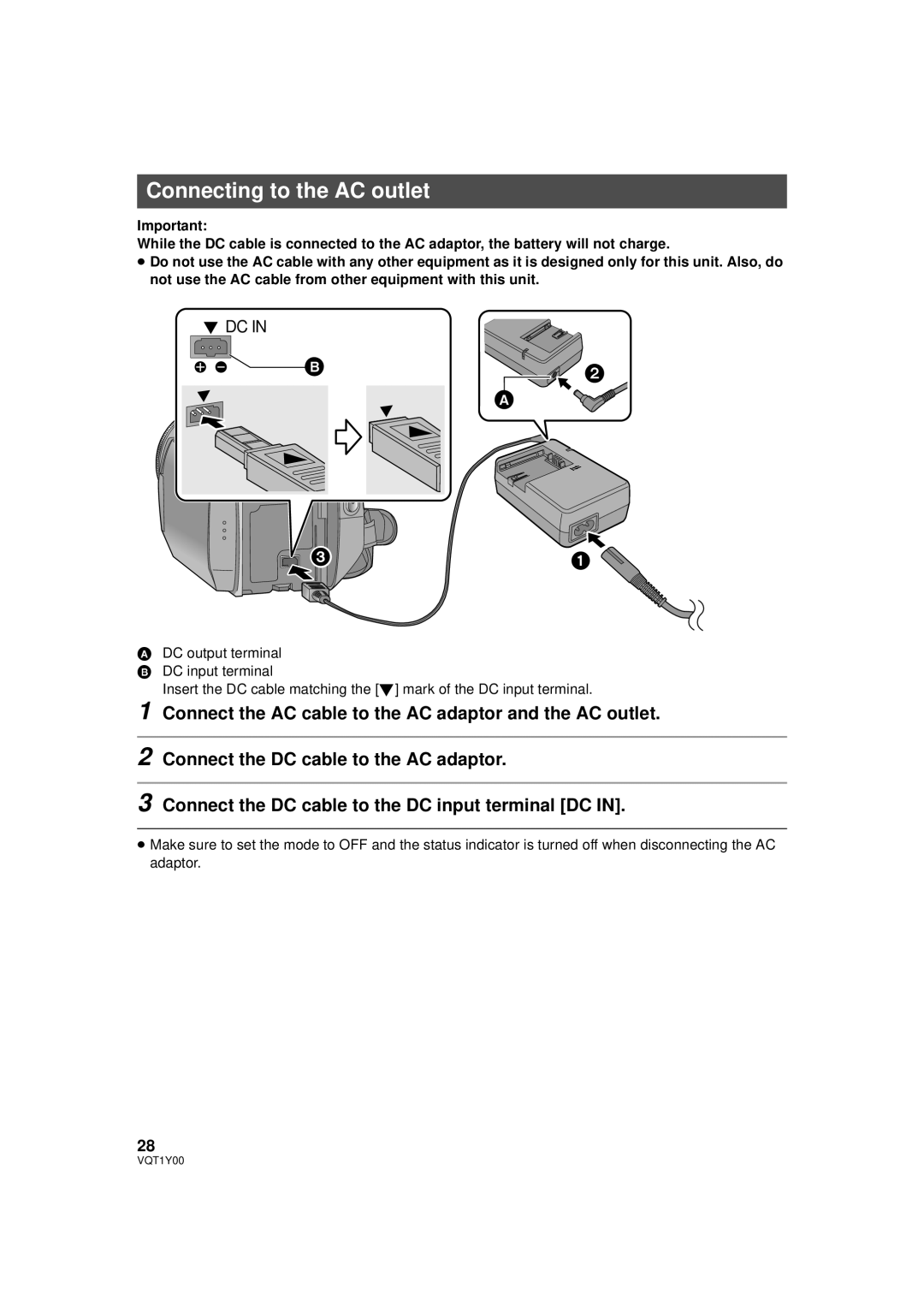 Panasonic HDC-HS20PC, HDC-SD20PC, HDC-TM20PC operating instructions Connecting to the AC outlet,   