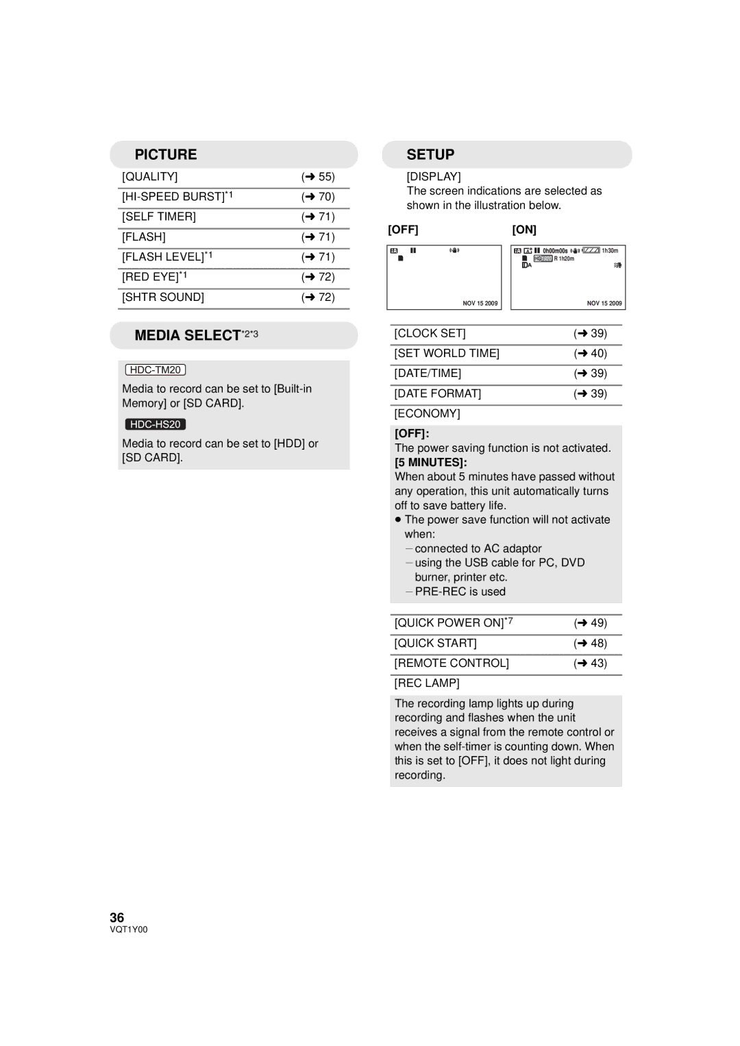 Panasonic HDC-SD20PC, HDC-TM20PC, HDC-HS20PC operating instructions Offon, Minutes 