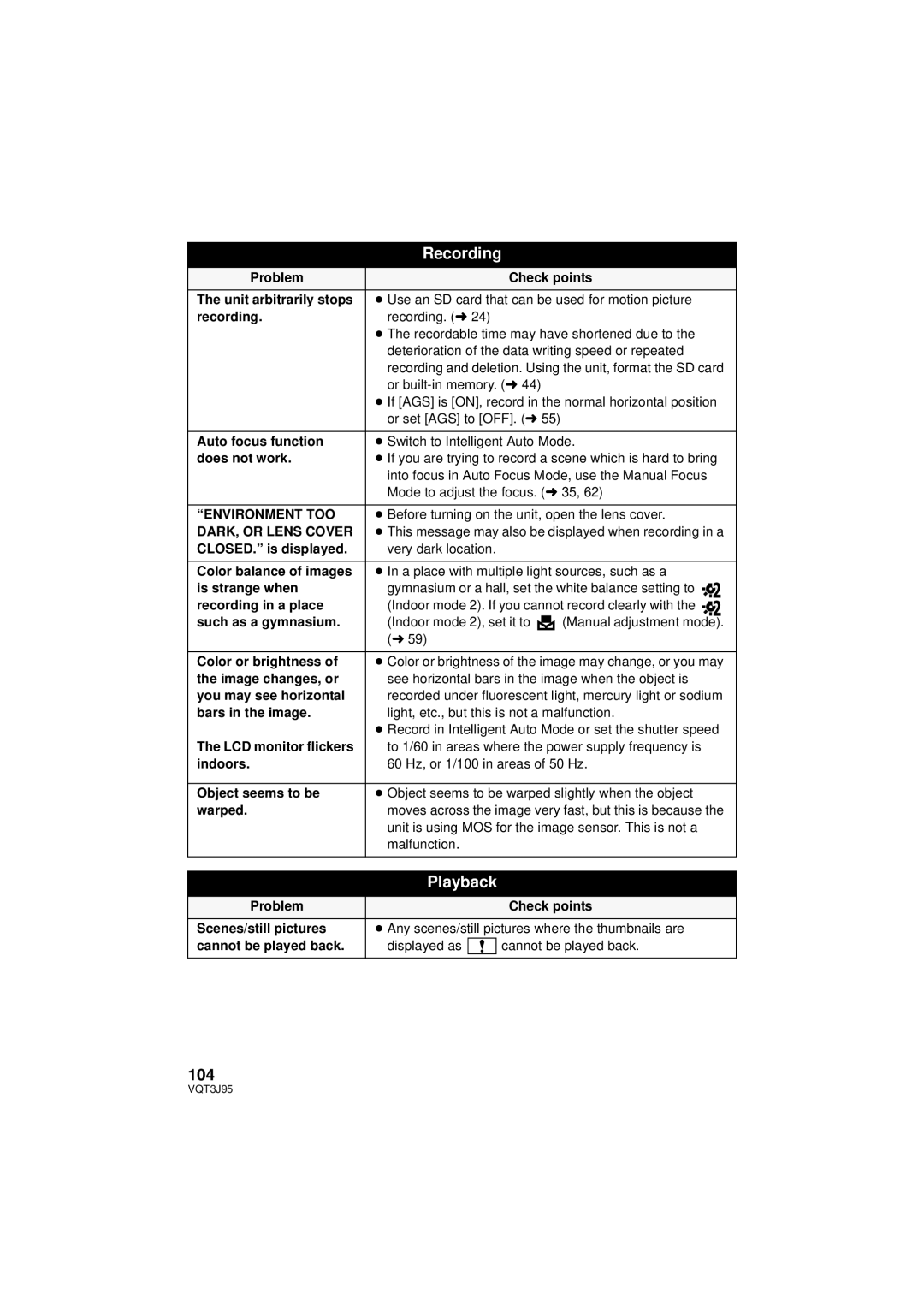 Panasonic HDC-TM40P/PC, HDC-SD40P/PC, HDC-TM41P/PC owner manual 104, Environment TOO 