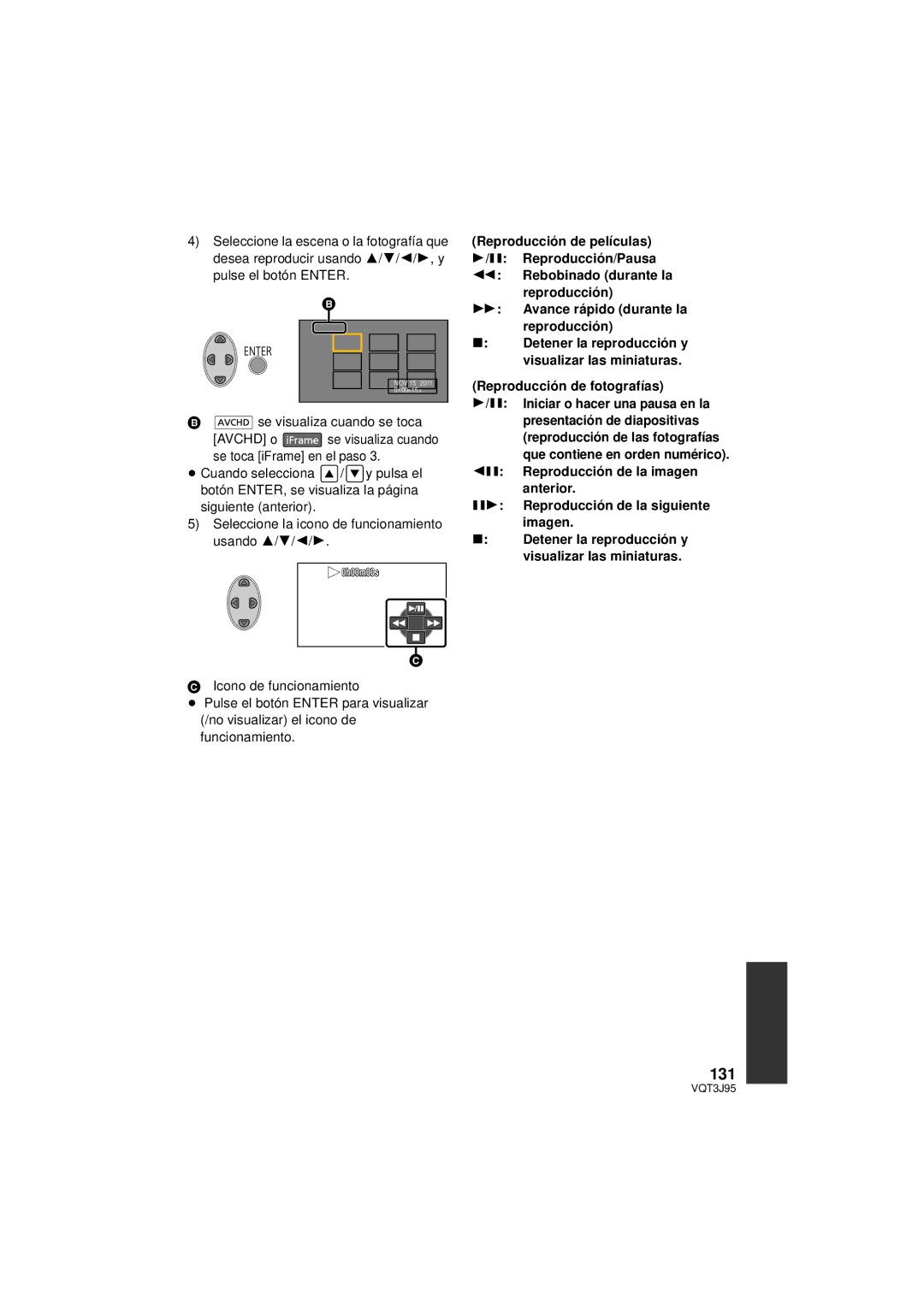 Panasonic HDC-TM40P/PC, HDC-SD40P/PC, HDC-TM41P/PC owner manual 131, Se visualiza cuando se toca 