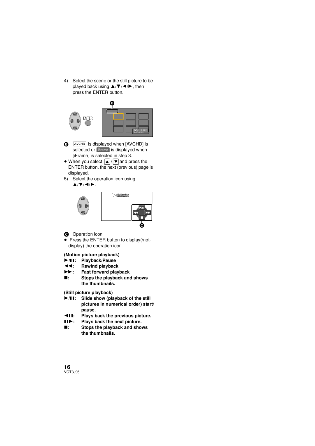 Panasonic HDC-TM41P/PC, HDC-SD40P/PC, HDC-TM40P/PC owner manual Displayed Select the operation icon using 2/1, Operation icon 