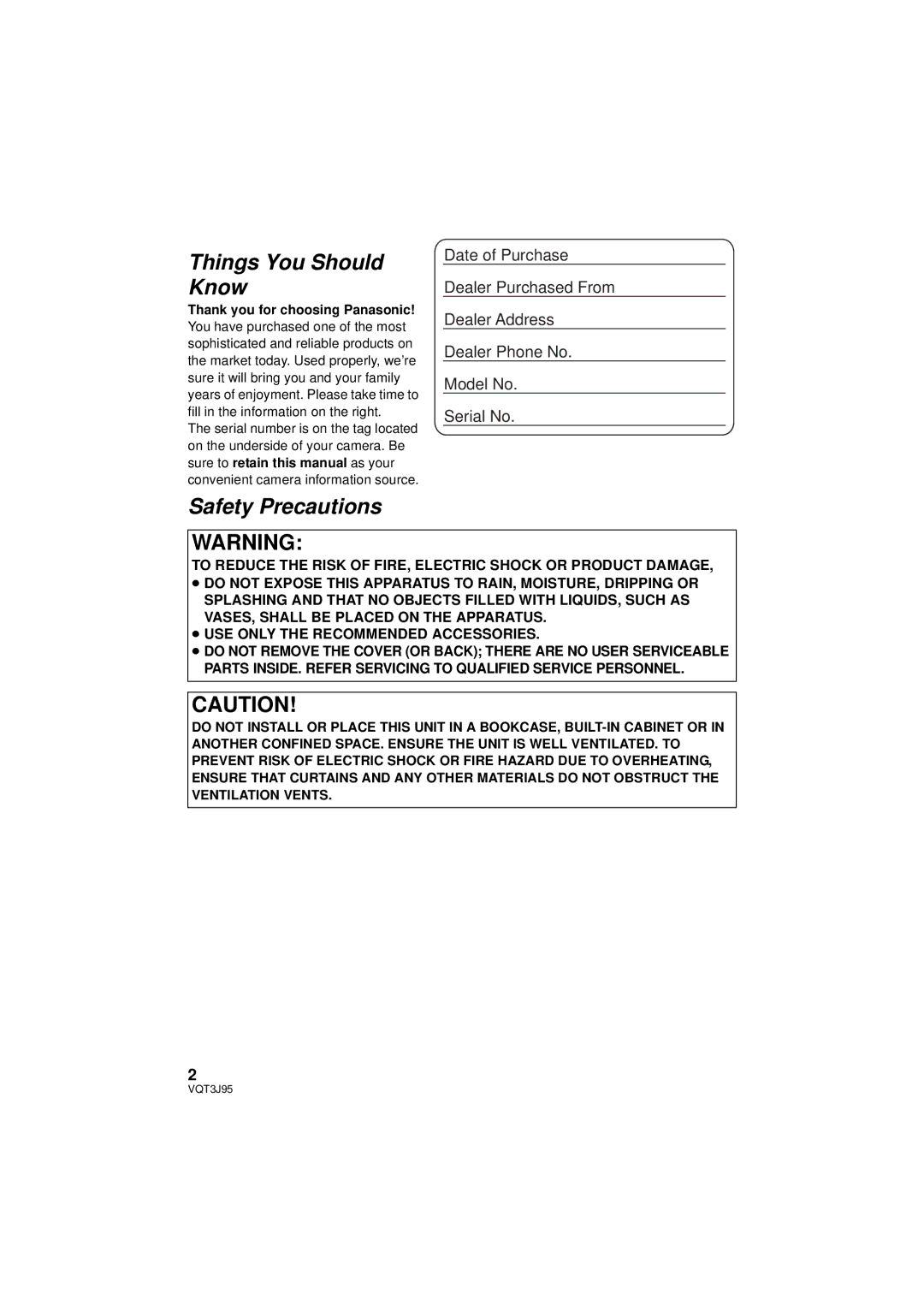 Panasonic HDC-TM40P/PC, HDC-SD40P/PC, HDC-TM41P/PC owner manual Things You Should Know 