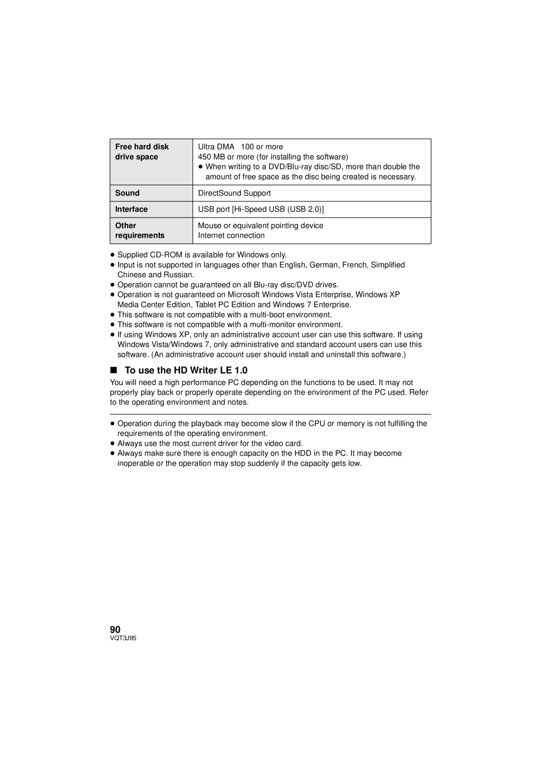 Panasonic HDC-SD40P/PC, HDC-TM41P/PC, HDC-TM40P/PC owner manual To use the HD Writer LE 