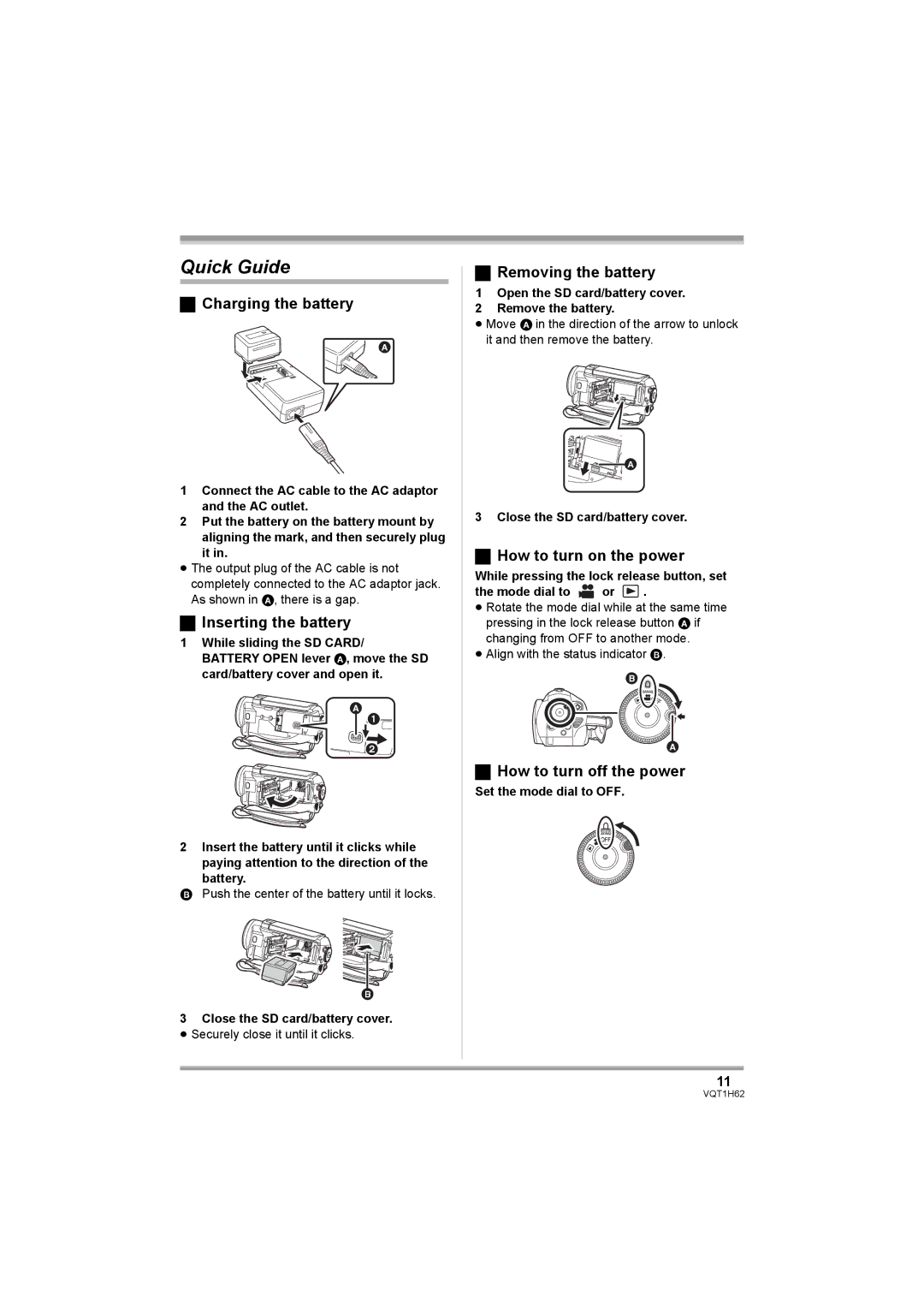 Panasonic HDC-SD5PP operating instructions Quick Guide 