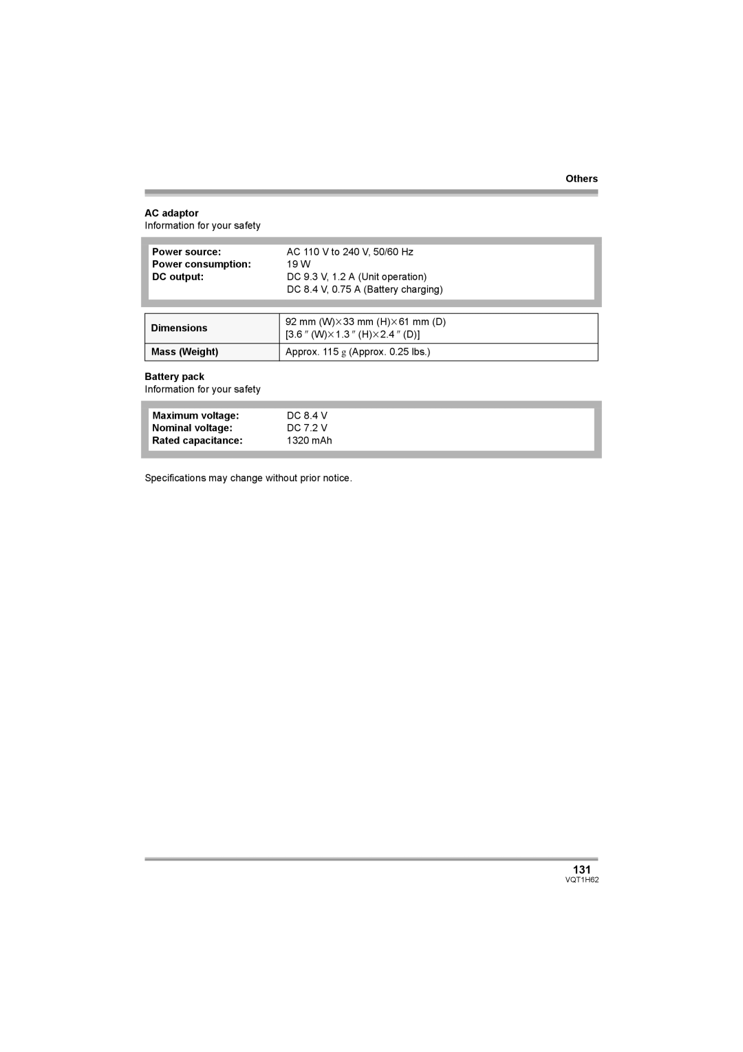 Panasonic HDC-SD5PP operating instructions 131 