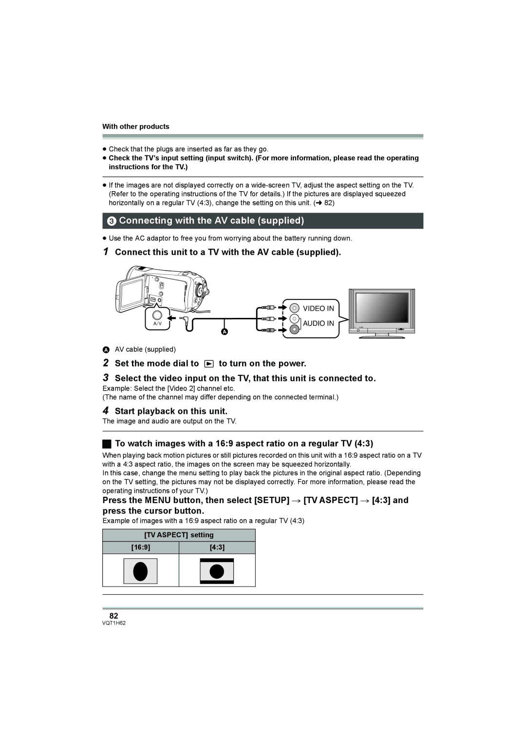 Panasonic HDC-SD5PP Connecting with the AV cable supplied, Connect this unit to a TV with the AV cable supplied 