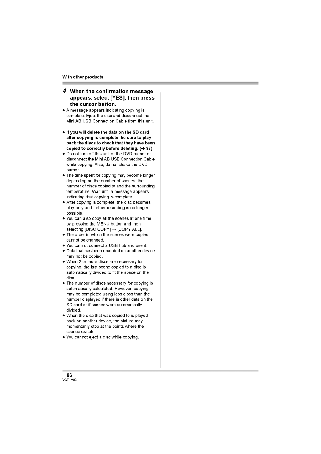 Panasonic HDC-SD5PP operating instructions With other products 