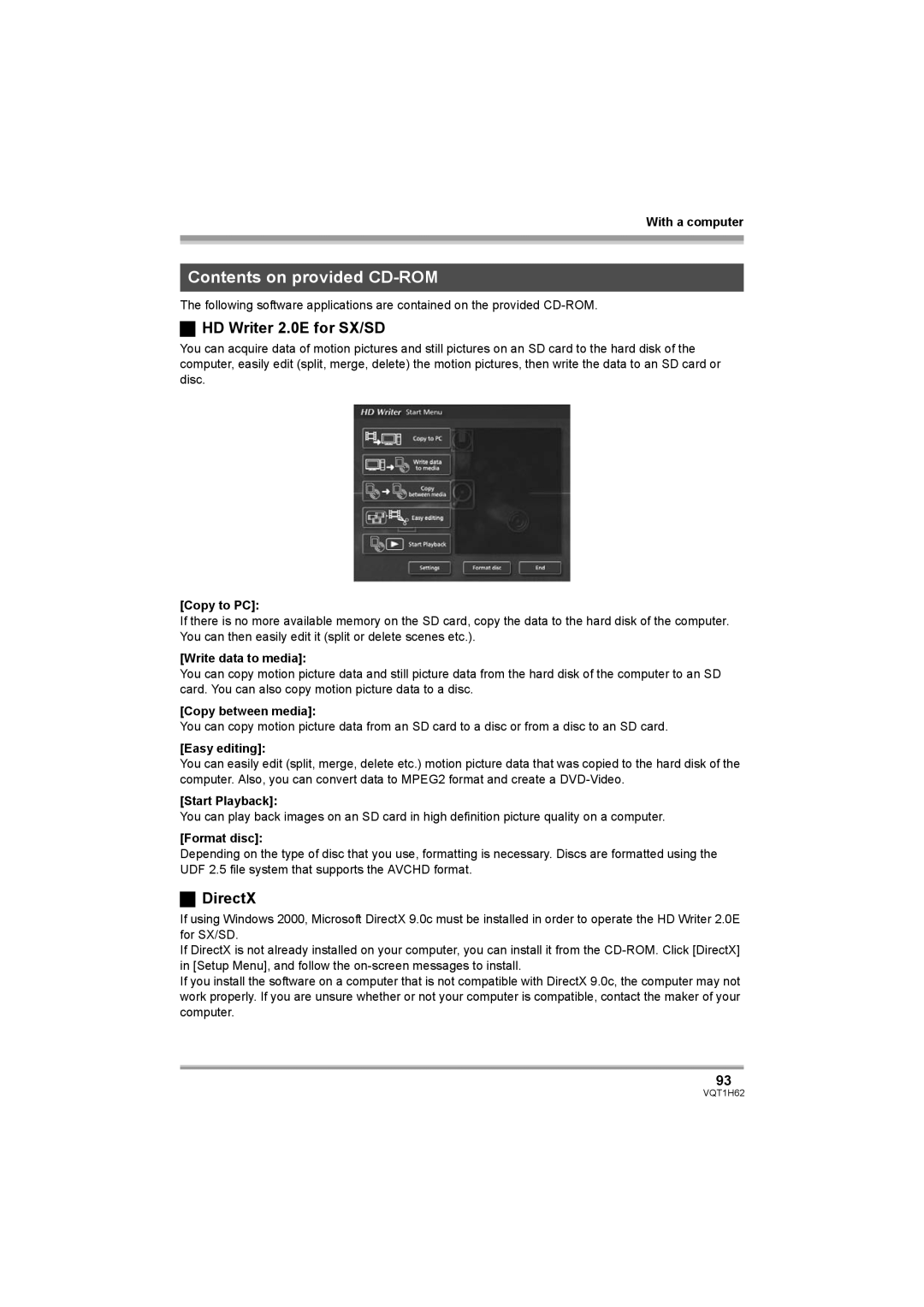 Panasonic HDC-SD5PP operating instructions Contents on provided CD-ROM 