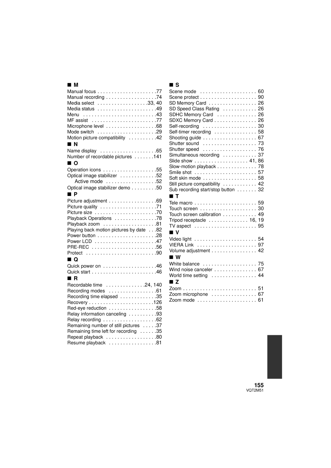 Panasonic HDC-HS60P/PC, HDC-SD60P/PC, HDC-TM60P/PC, HDC-TM55P/PC operating instructions 155 