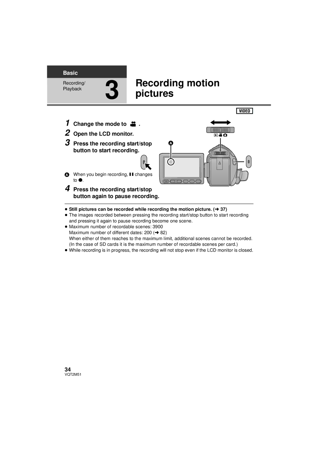 Panasonic HDC-TM55P/PC, HDC-SD60P/PC, HDC-TM60P/PC, HDC-HS60P/PC operating instructions Recording motion, Pictures 