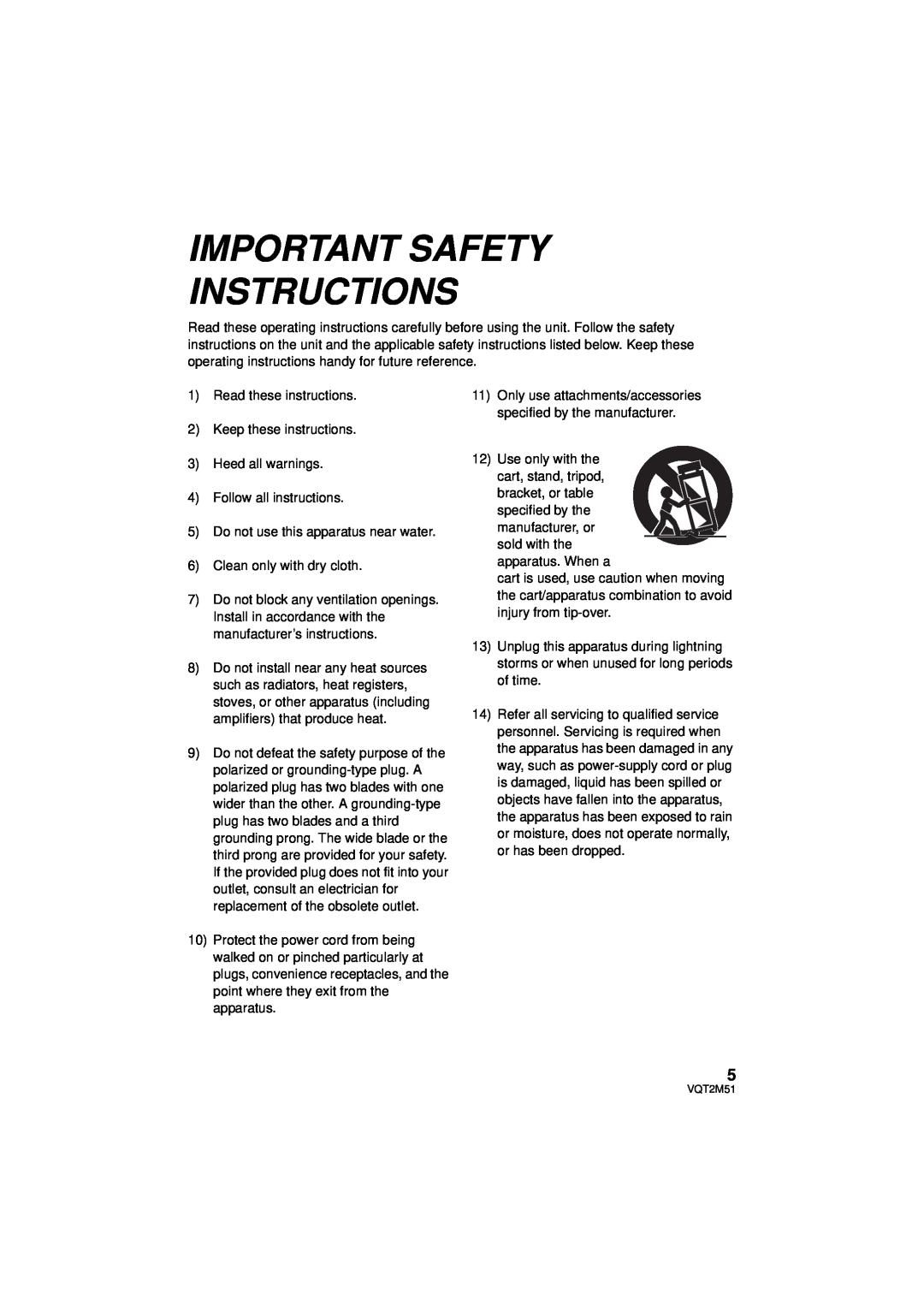 Panasonic HDC-TM60P/PC, HDC-SD60P/PC, HDC-TM55P/PC, HDC-HS60P/PC operating instructions Important Safety Instructions 
