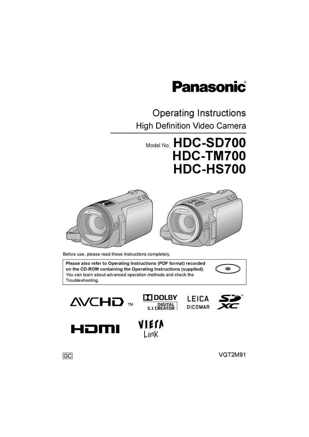 Panasonic HDC-SD700 HDC-TM700 HDC-HS700 operating instructions 