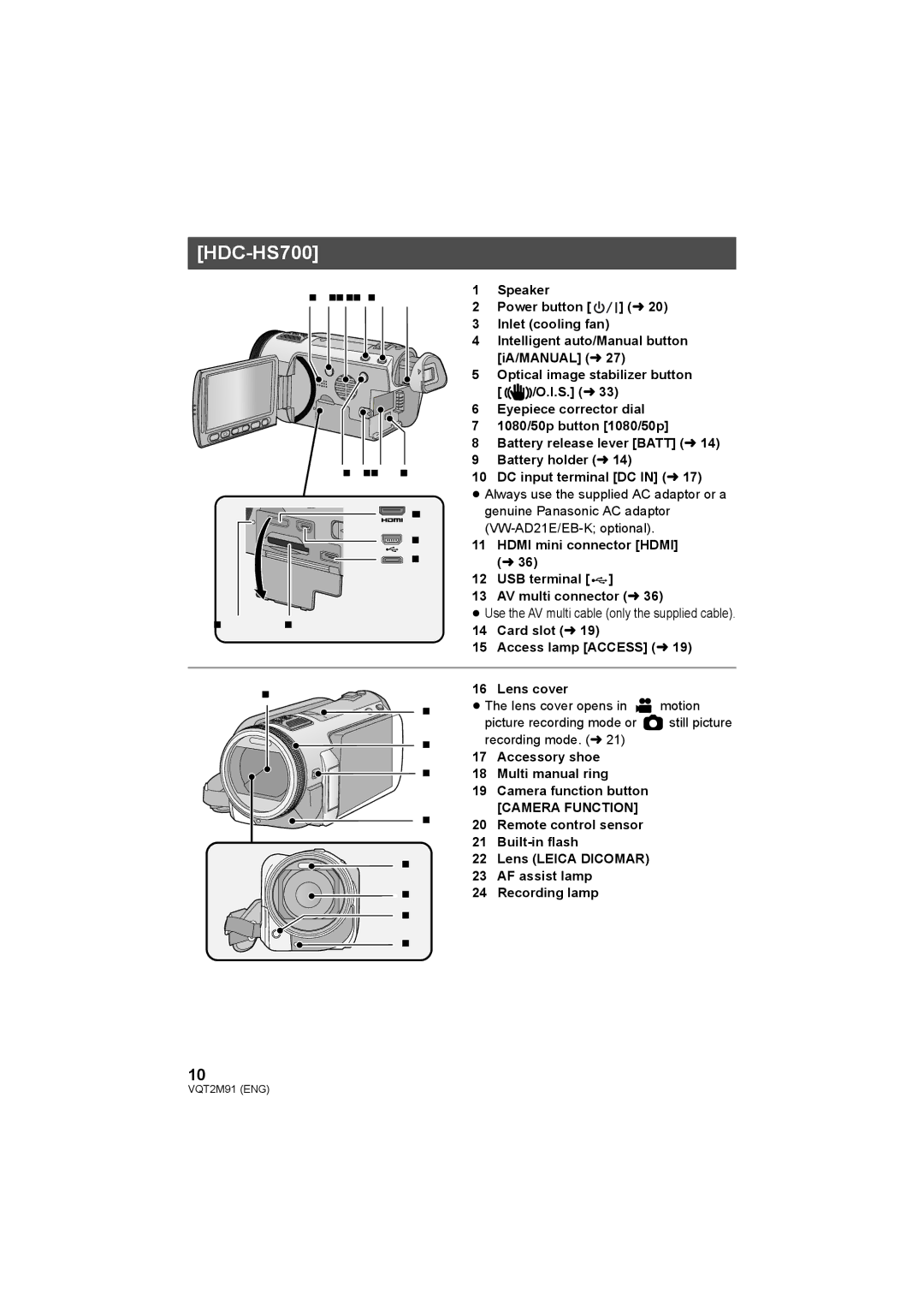 Panasonic HDC-SD700 HDC-TM700 HDC-HS700 operating instructions 