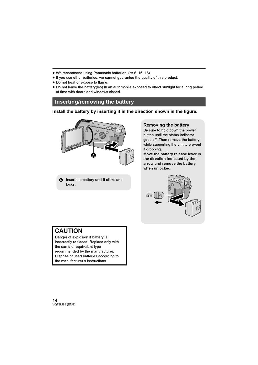 Panasonic HDC-SD700 HDC-TM700 HDC-HS700 operating instructions Inserting/removing the battery 