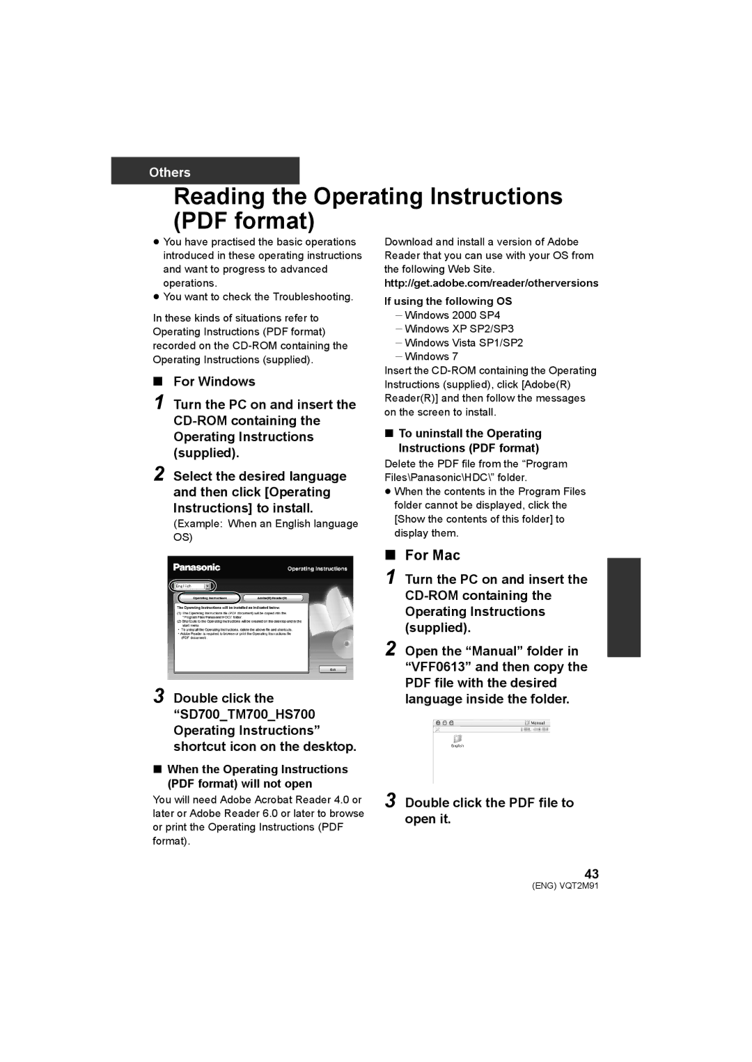 Panasonic HDC-SD700 HDC-TM700 HDC-HS700 operating instructions For Mac, If using the following OS 