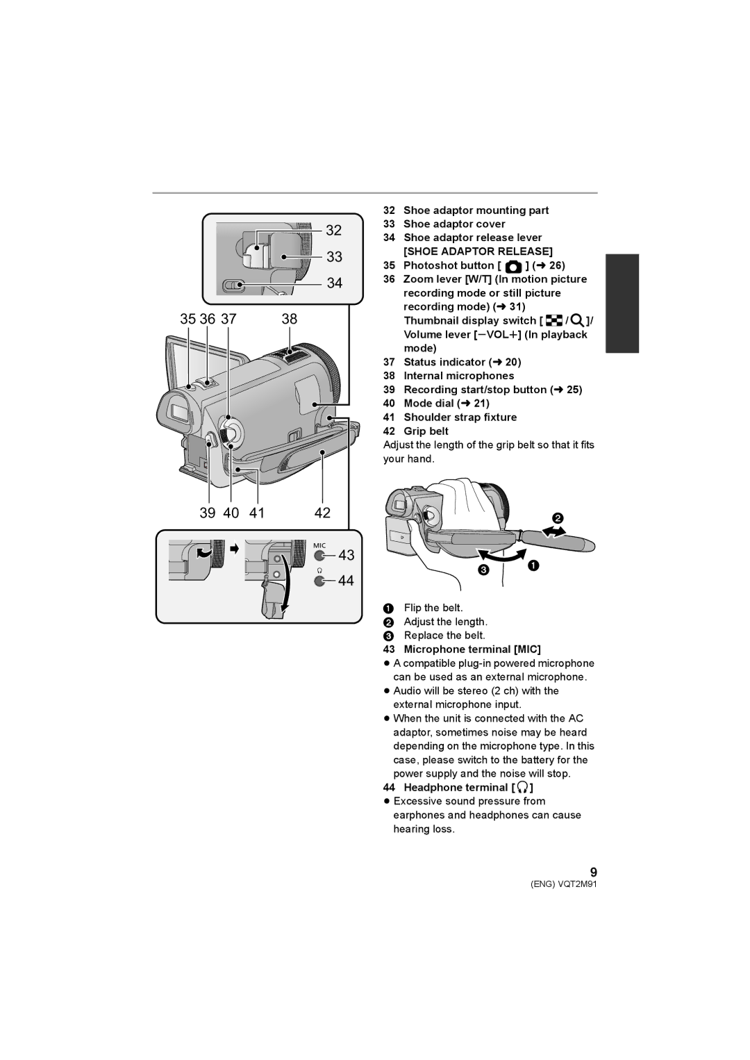 Panasonic HDC-SD700 HDC-TM700 HDC-HS700 operating instructions Your hand, Microphone terminal MIC 